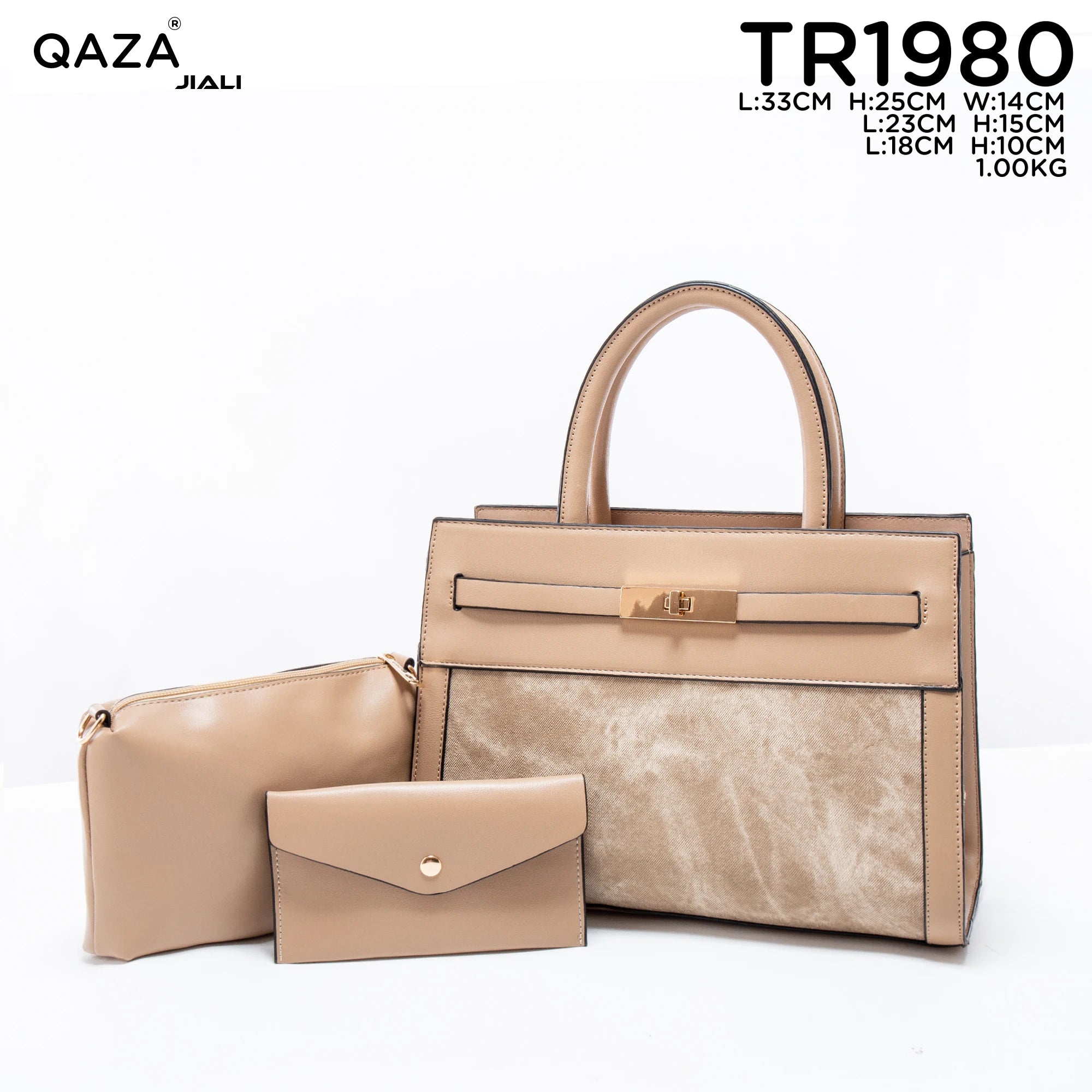 Women PU Leather Marble Pattern 3-in-1 Tote Bag Set