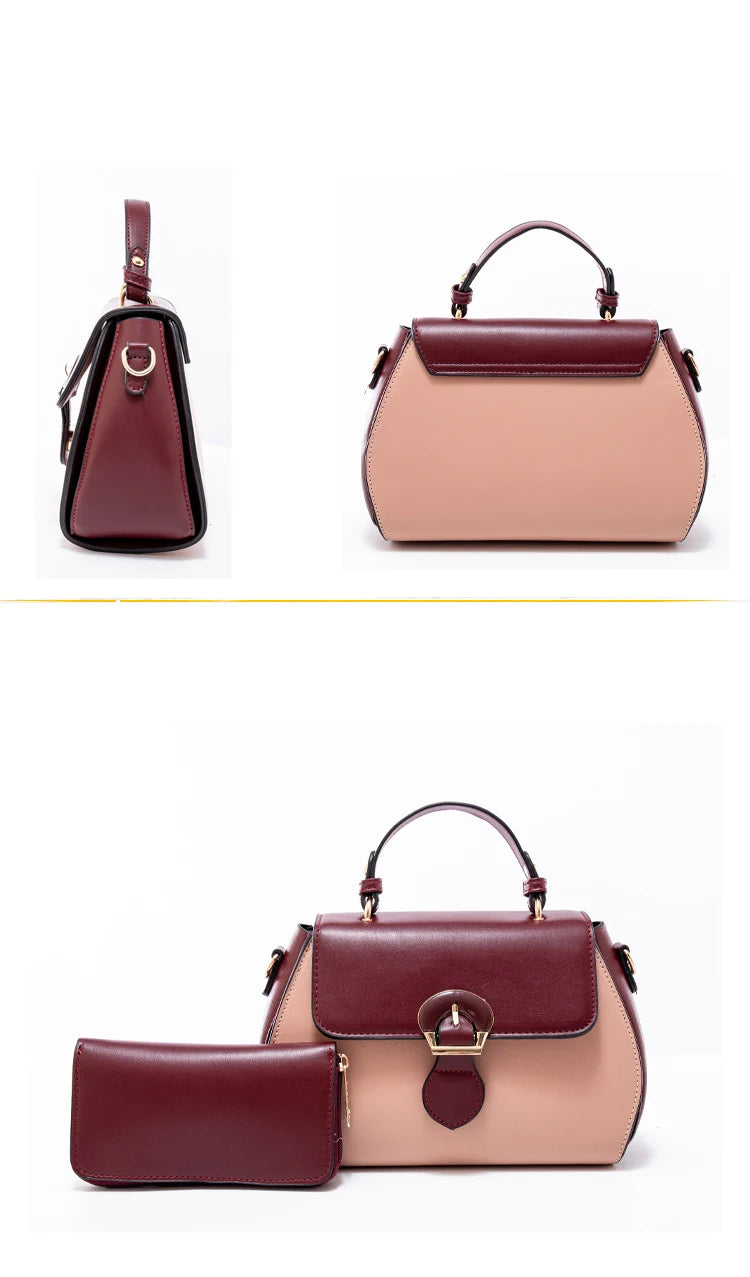 QAZA Women PU Leather 2-in-1 Lightweight Shoulder Messenger Handbag