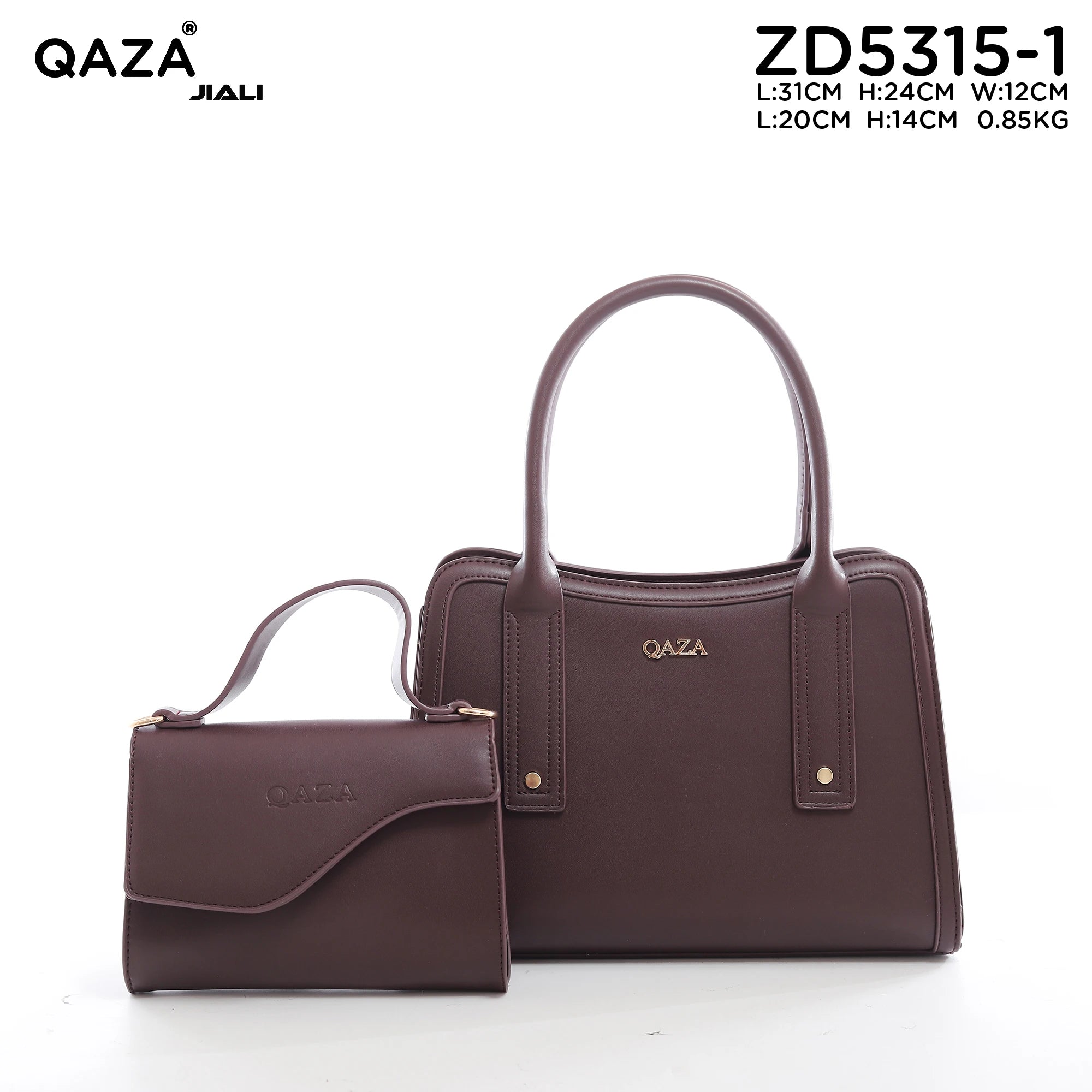 QAZA Women PU Leather Large Capacity Multi-Compartment Shoulder Handbag