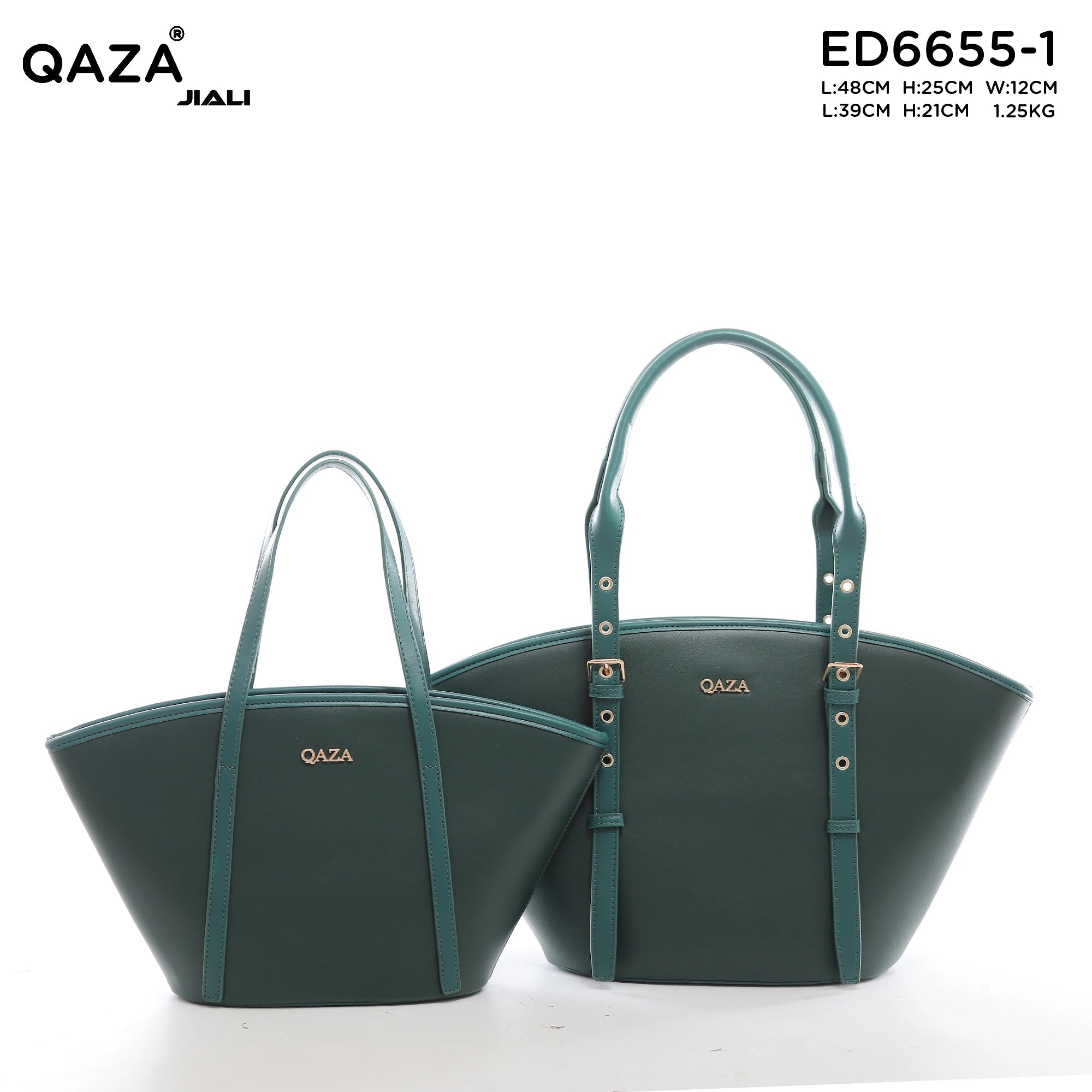 QAZA ED6655-1 Women PU Leather 2-in-1 Embroidery Tote Shoulder Handbag