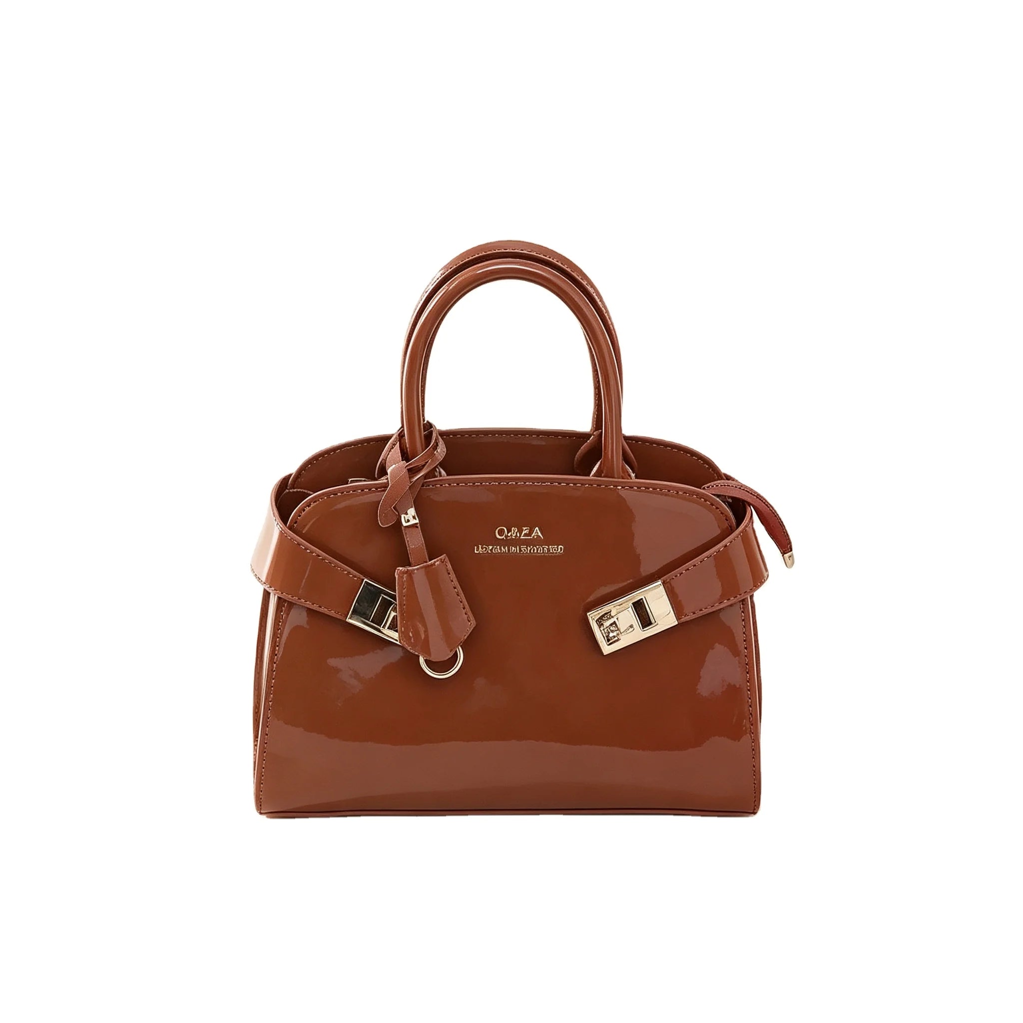Wholesale Luxury Patent Leather Women Handbags Fashion Glossy PU Ladies Belted Shoulder Bag Trendy Shiny Tote Bags