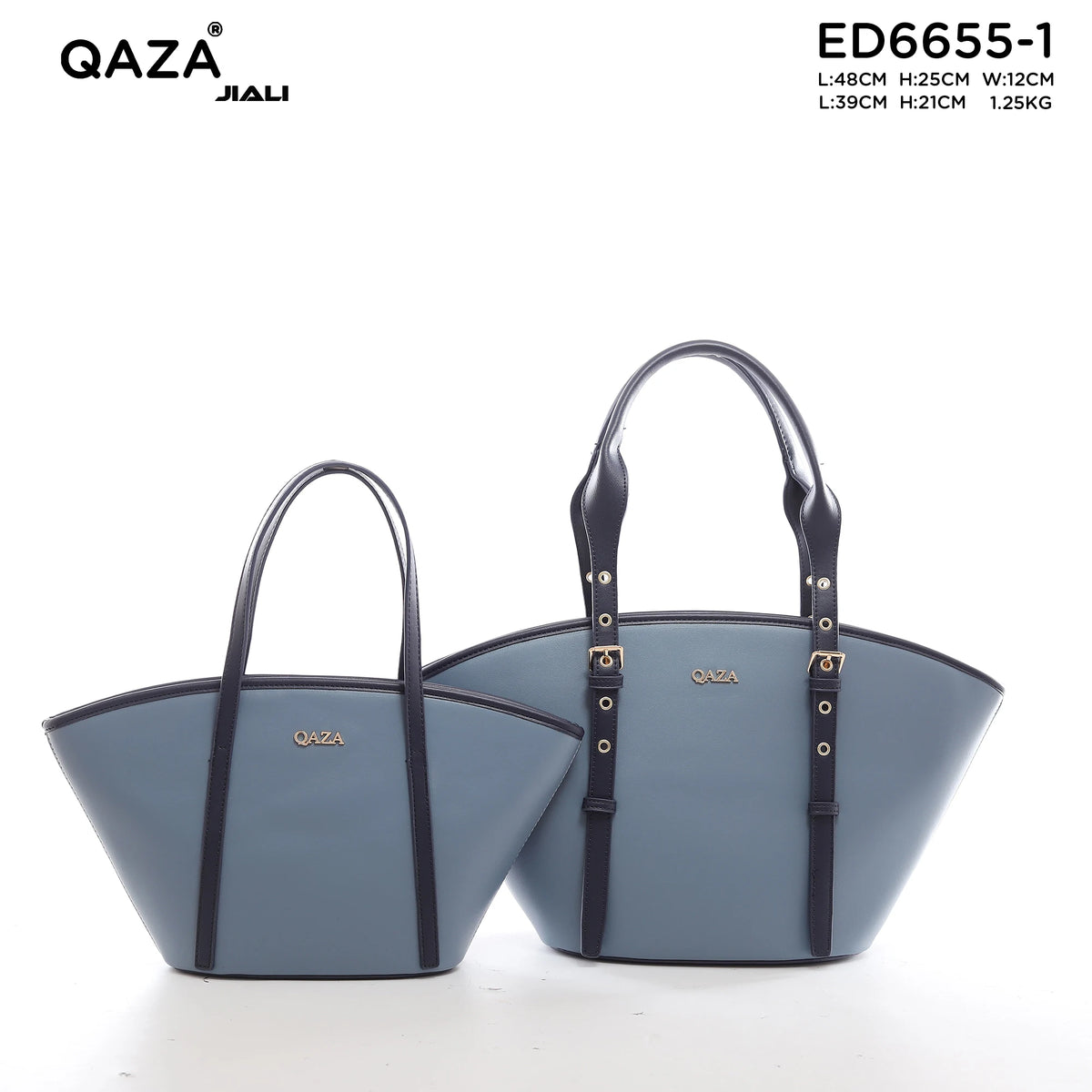 QAZA ED6655-1 Women PU Leather 2-in-1 Embroidery Tote Shoulder Handbag
