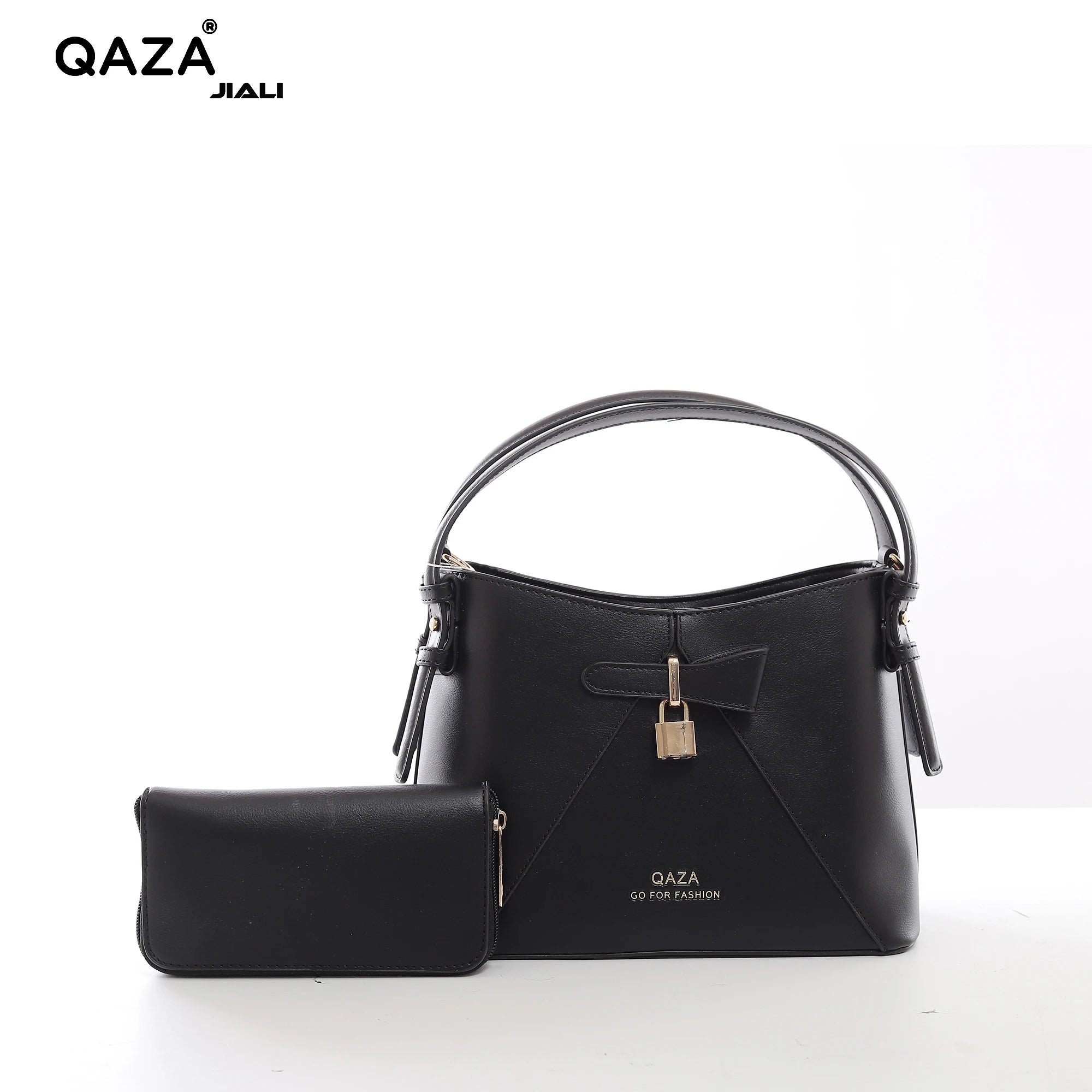 QAZA MD3264-1 Women PU Leather Contrast Splicing Top Handle Crossbody Bag Set
