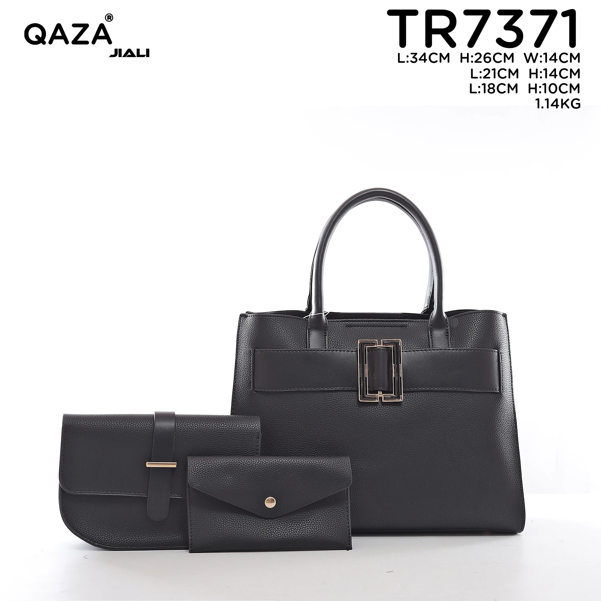 QAZA TR7371 Women PU Leather Crocodile Pattern Tote Bag Set