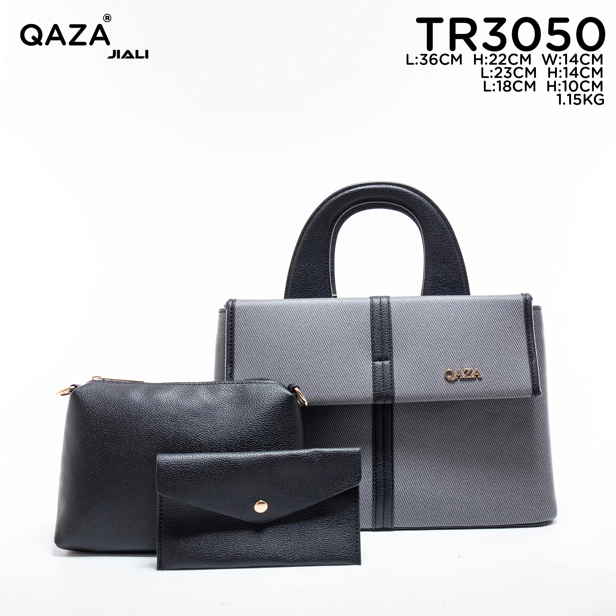 QAZA TR3050 Women PU Leather Crocodile Pattern Tote Bag Set