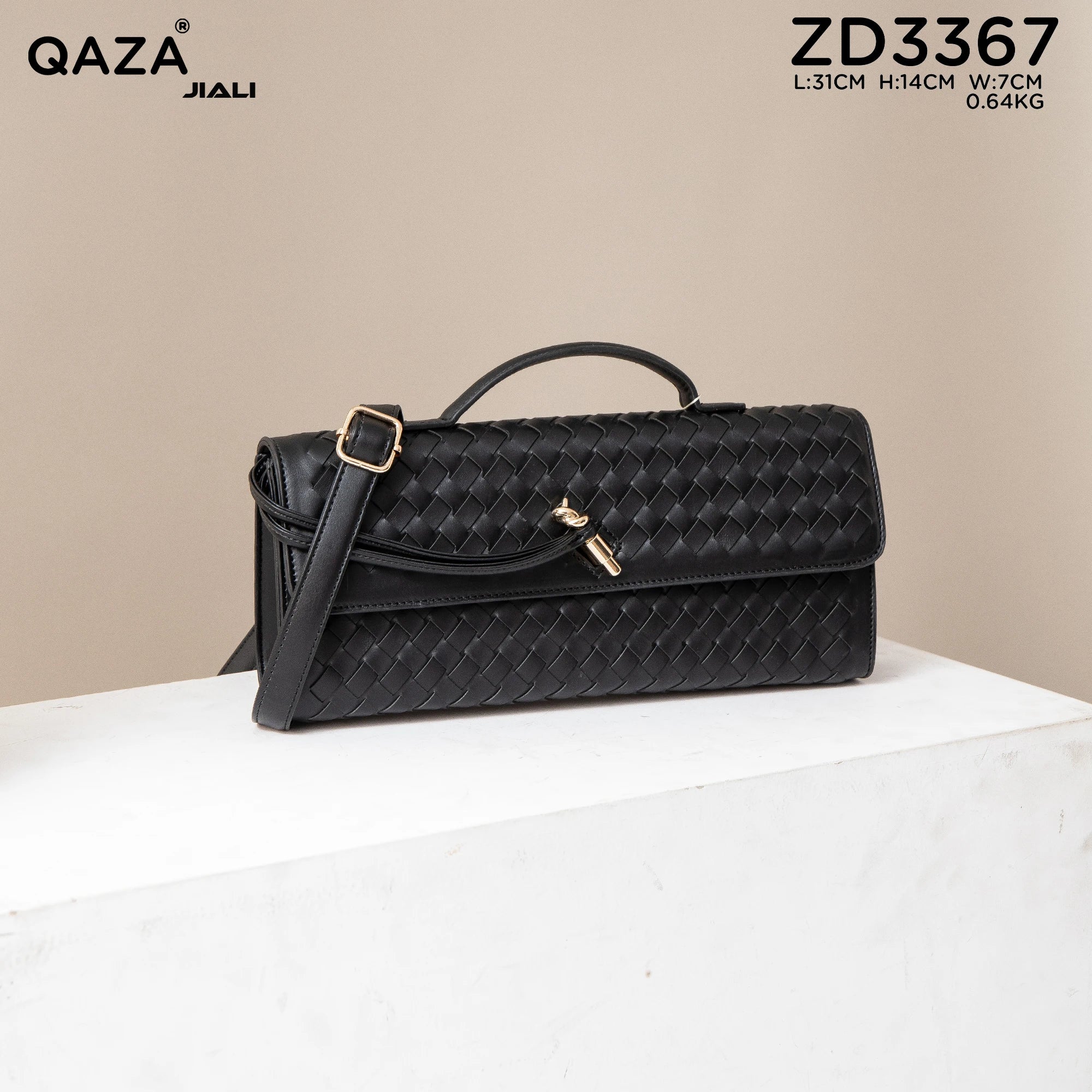 QAZA ZD3367 Women PU Leather Diamond Lattice Chain Shoulder Handbag