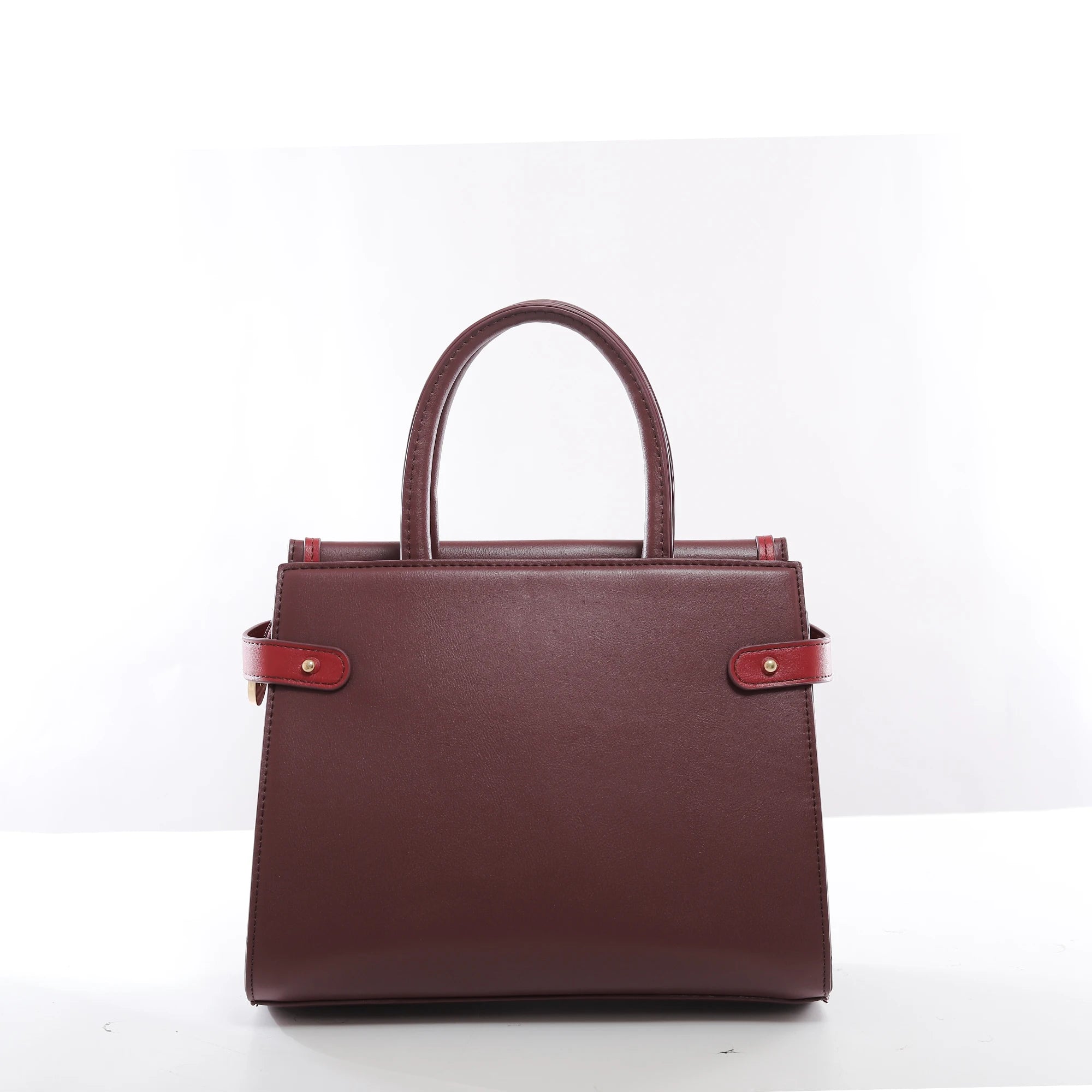 QAZA PD0715-1 Women PU Leather Contrast Trim Tote Bag Set