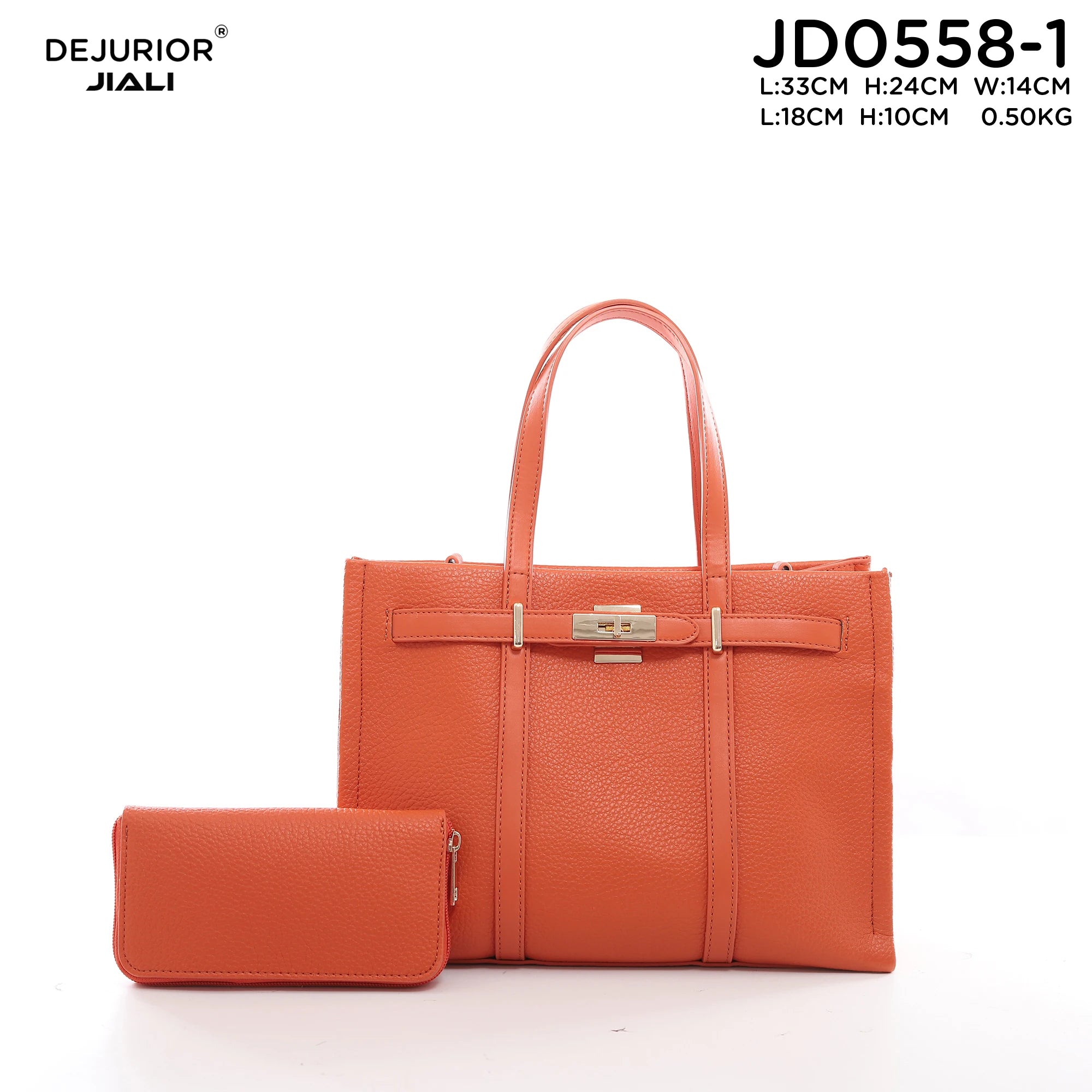 Women PU Leather Lychee Pattern 2-in-1 Tote Handbag Set