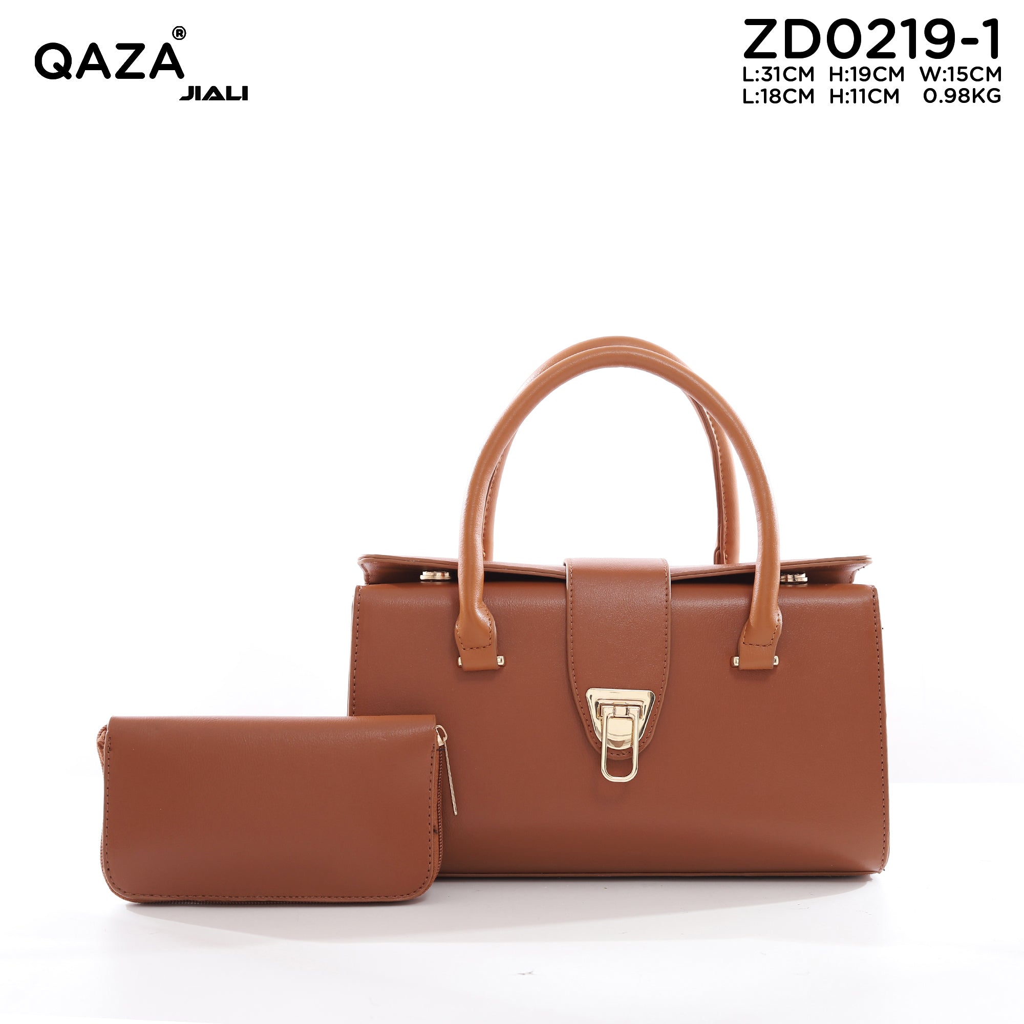 QAZA ZD0219-1 Women PU Leather Alligator Pattern Tote Bag Set