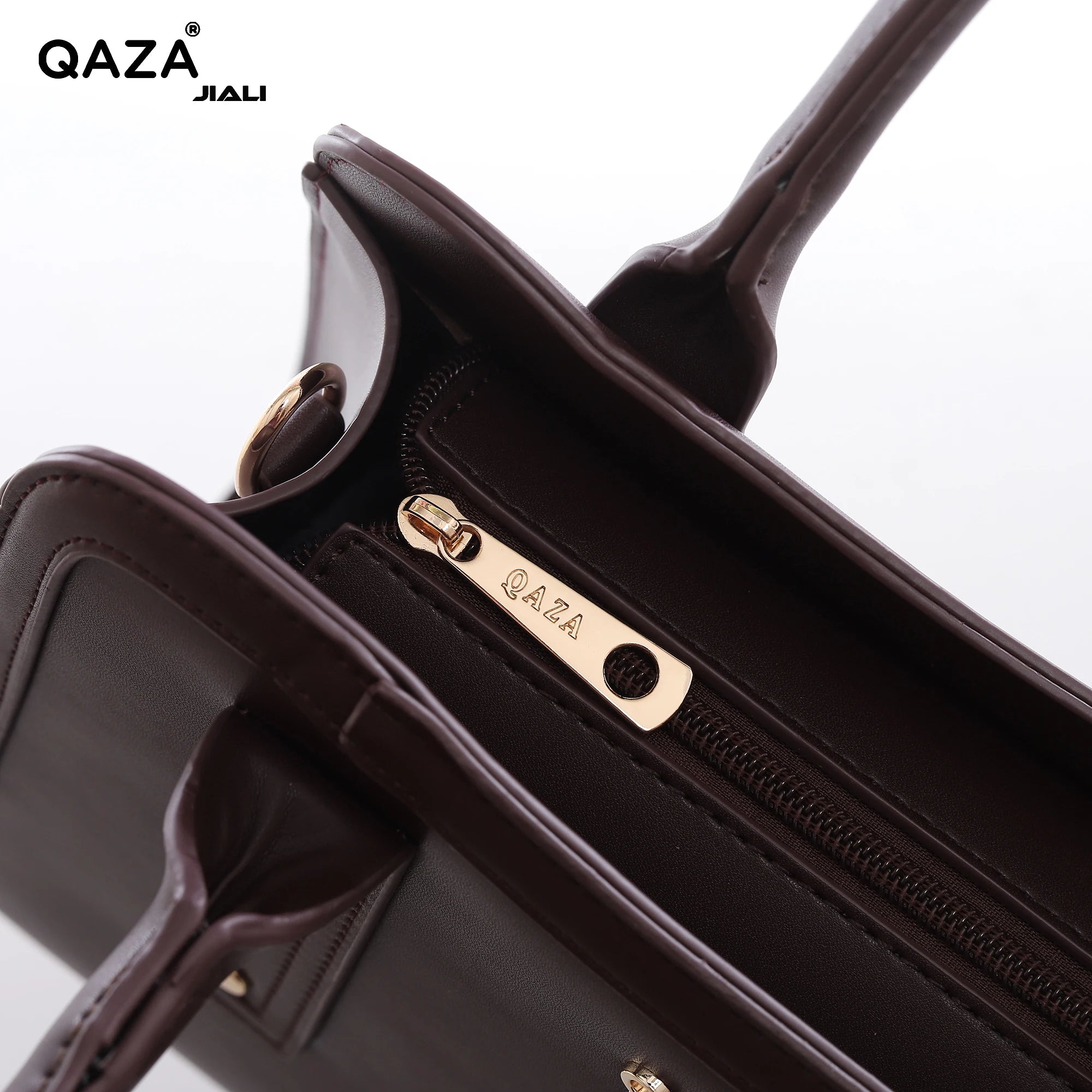 QAZA Women PU Leather Large Capacity Multi-Compartment Shoulder Handbag