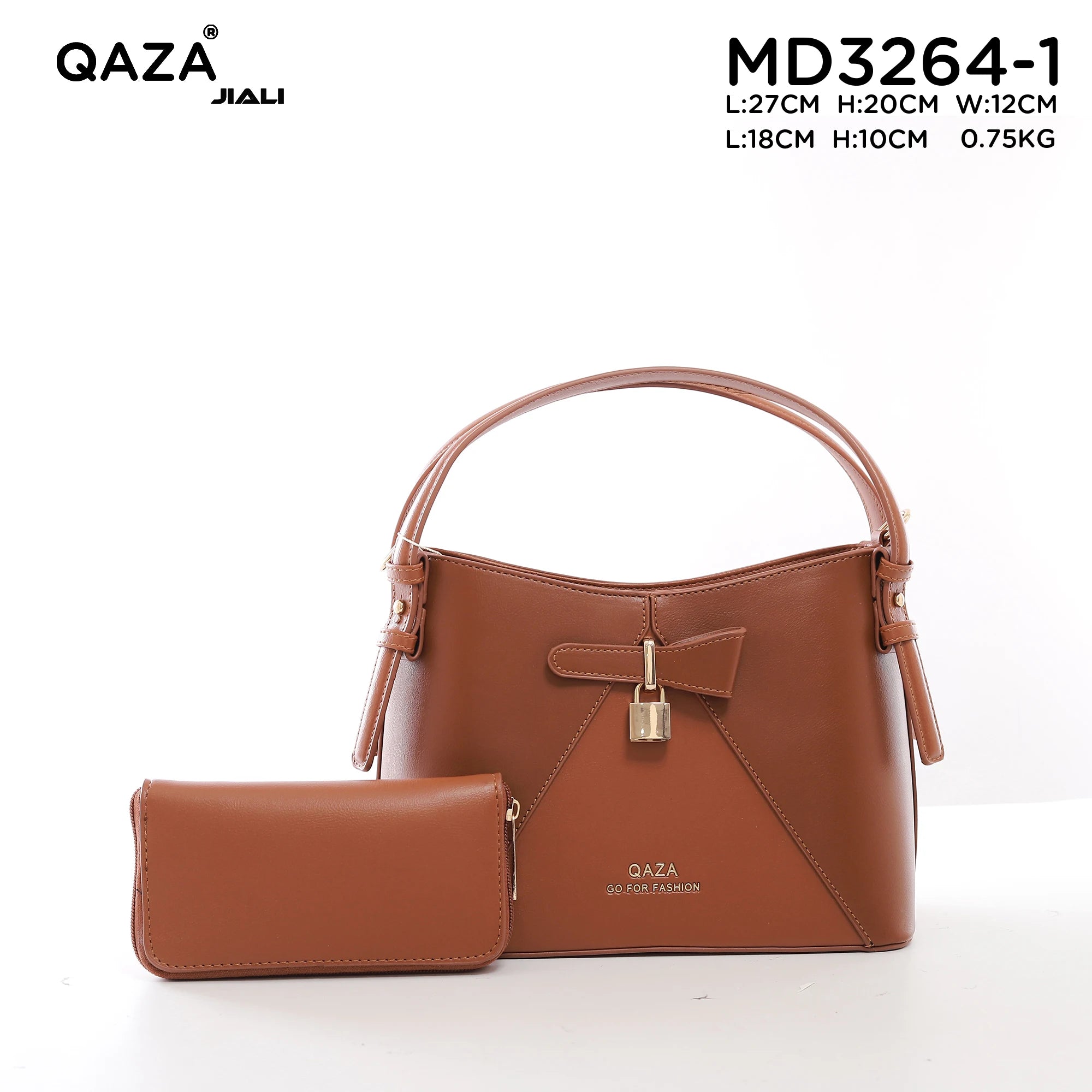 QAZA MD3264-1 Women PU Leather Contrast Splicing Top Handle Crossbody Bag Set