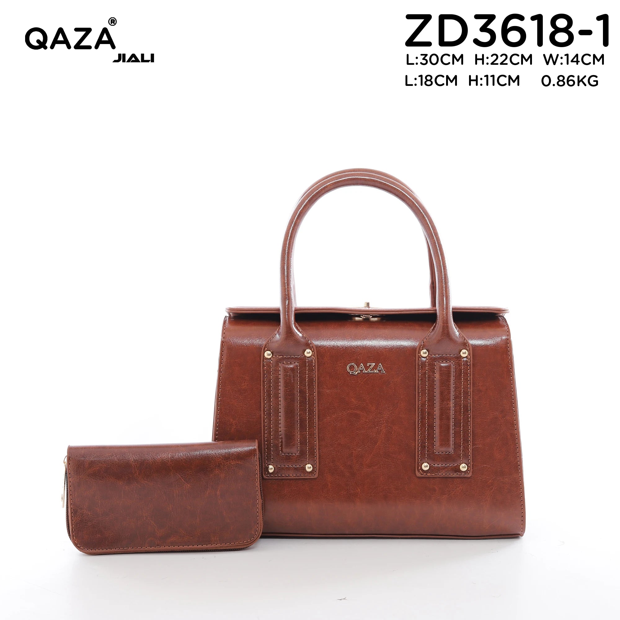 QAZA ZD3618-1 Women PU Leather Saffiano Tote Bag Set With Wallet
