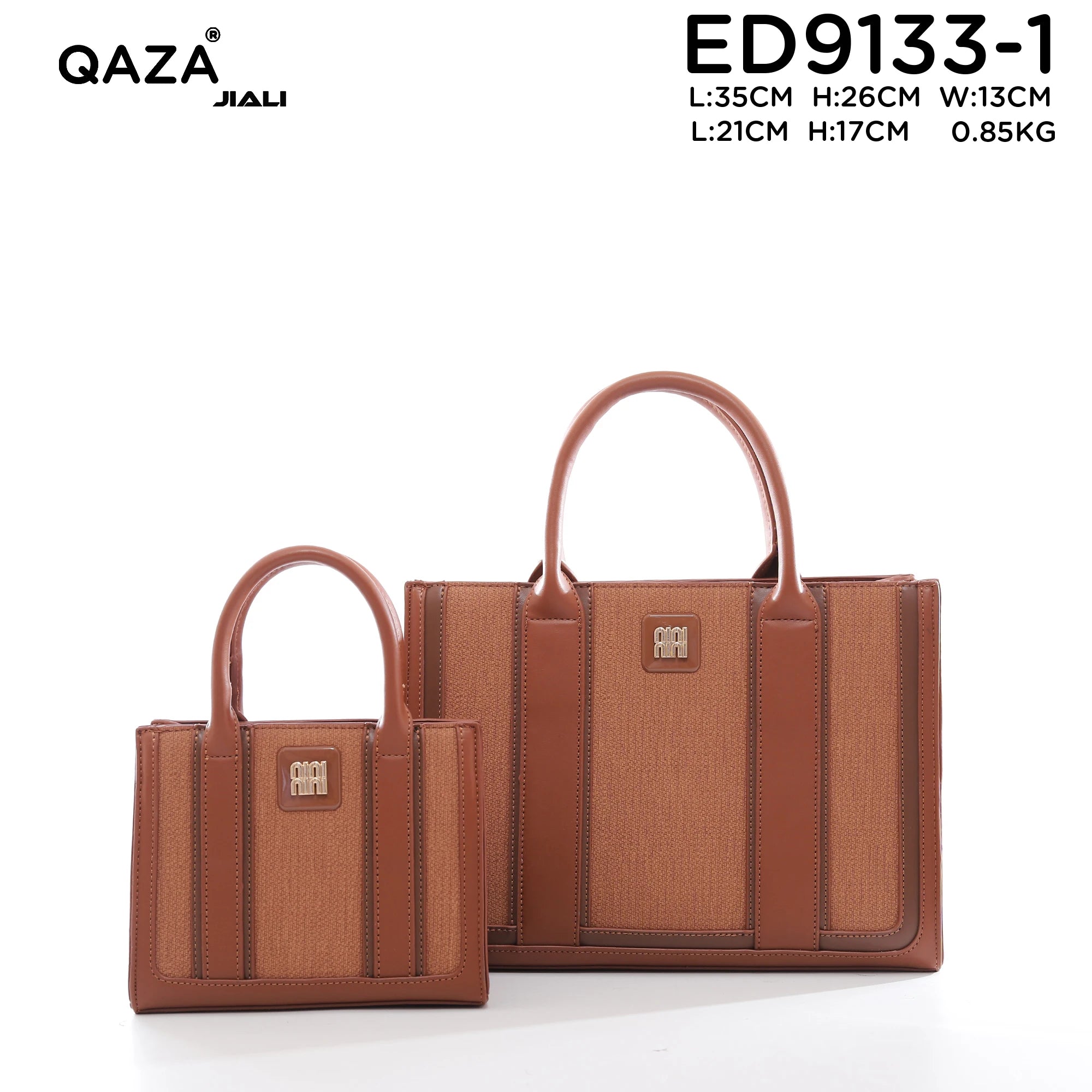 QAZA ED9133-1 Women PU Leather Striped Tote Wallet Handbag Set