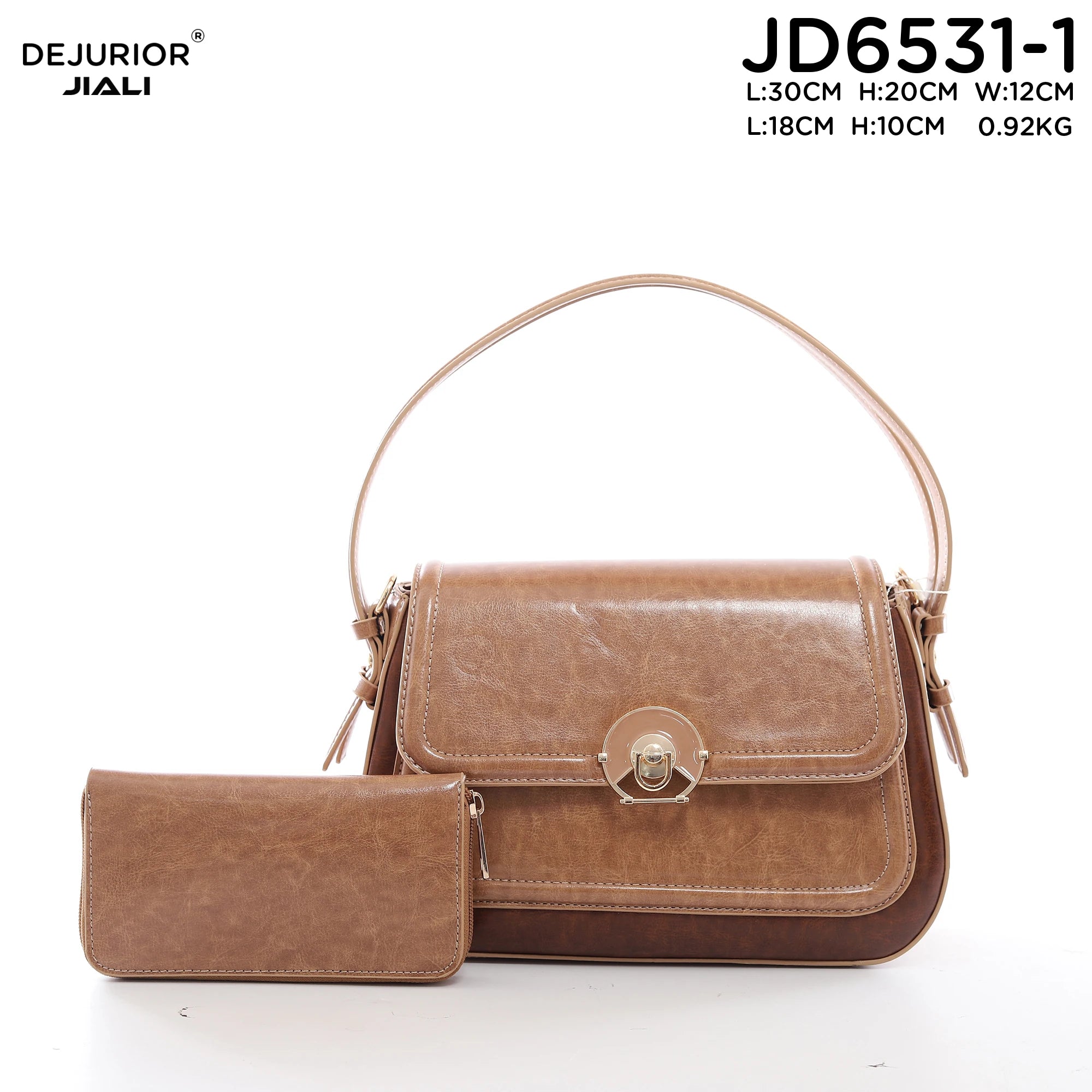 QAZA JD6531-1 Women PU Leather Vintage Tote Shoulder Bag