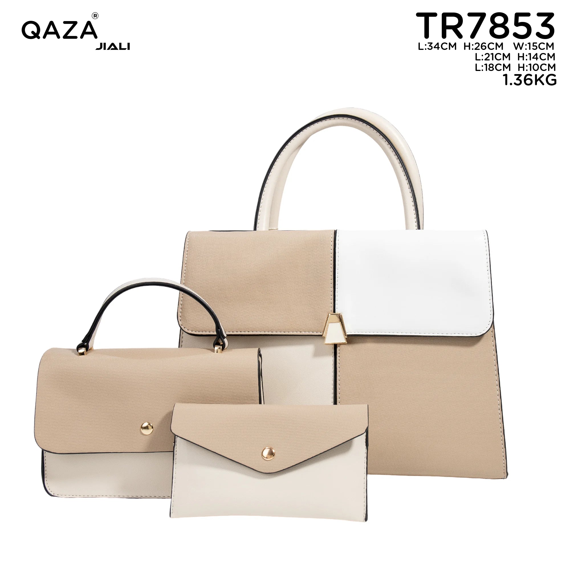 QAZA TR7853 Women PU Leather Crocodile Pattern Tote Bag Set