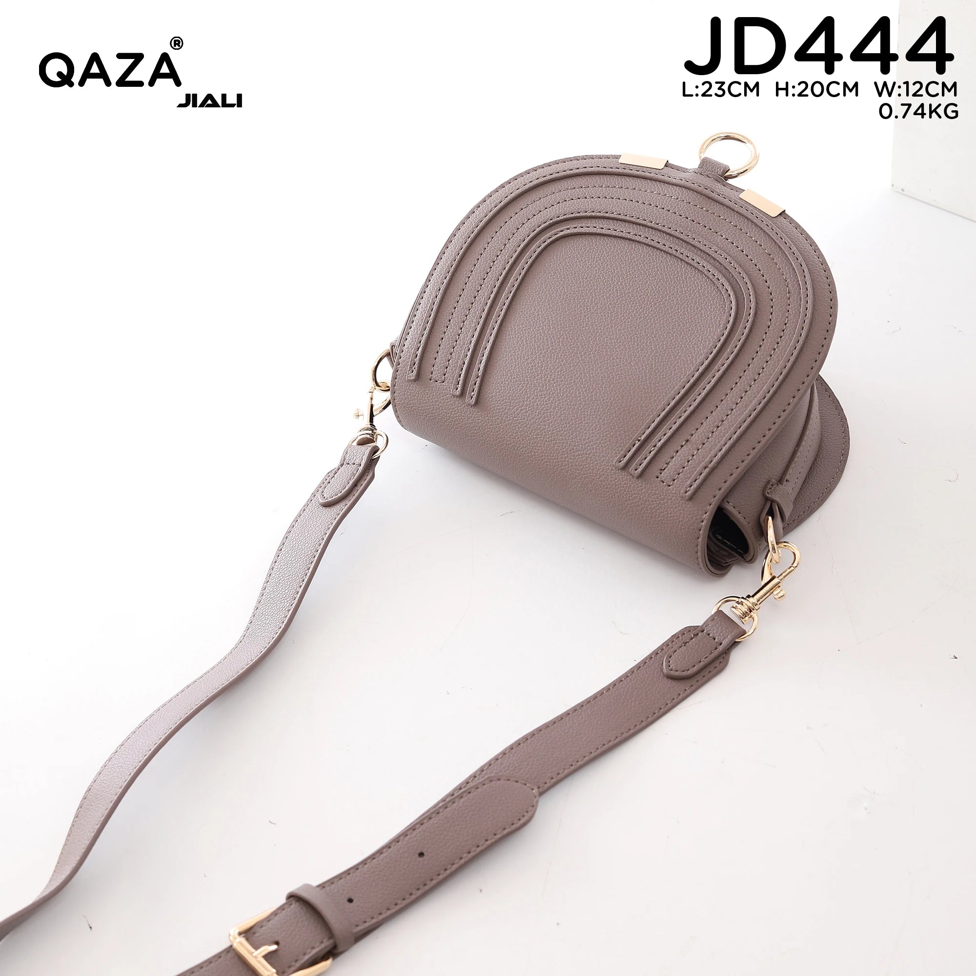 QAZA JD444 Women PU Leather Horseshoe Stitching Saddle Crossbody Bag