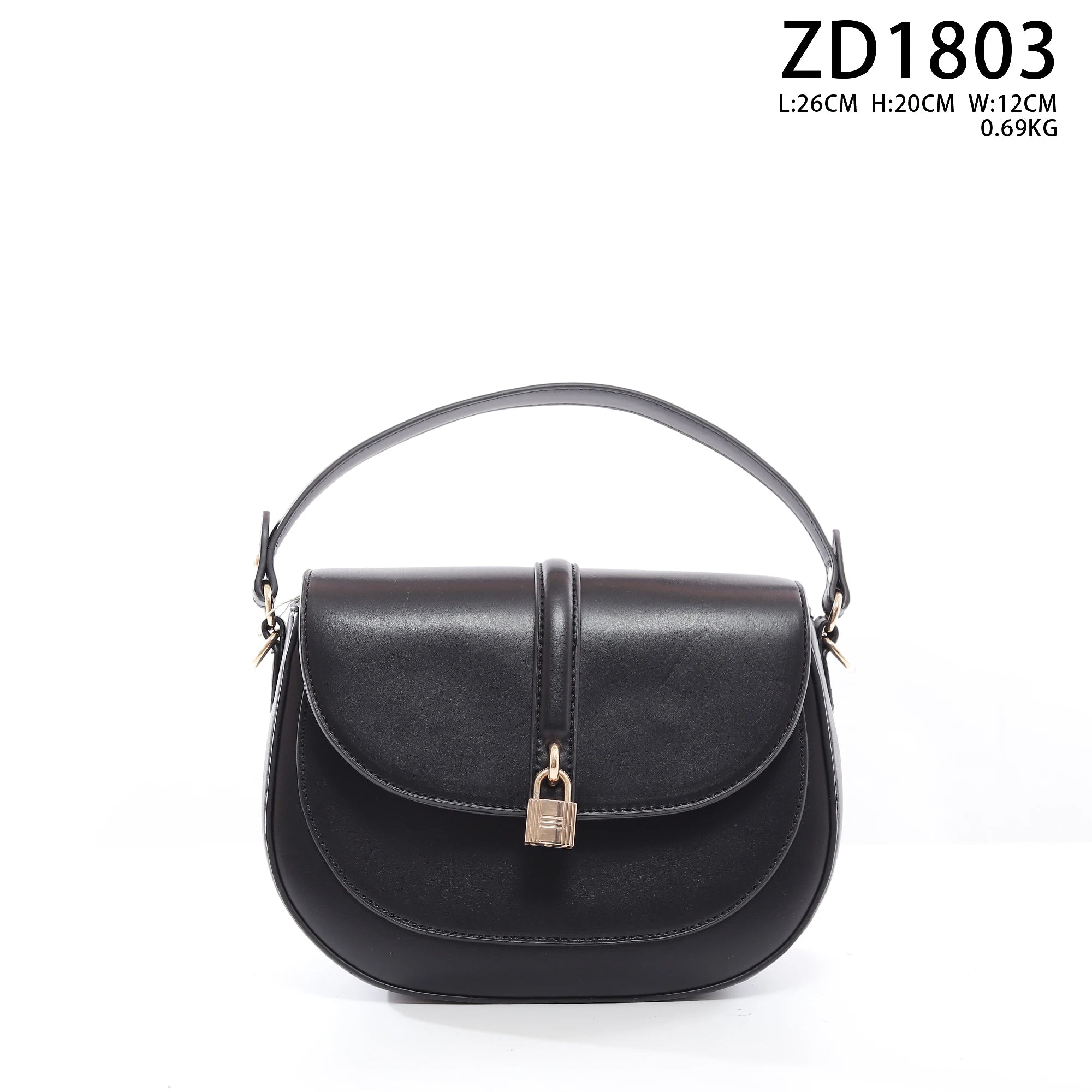 QAZA ZD1803 女士PU皮革锁扣单肩包