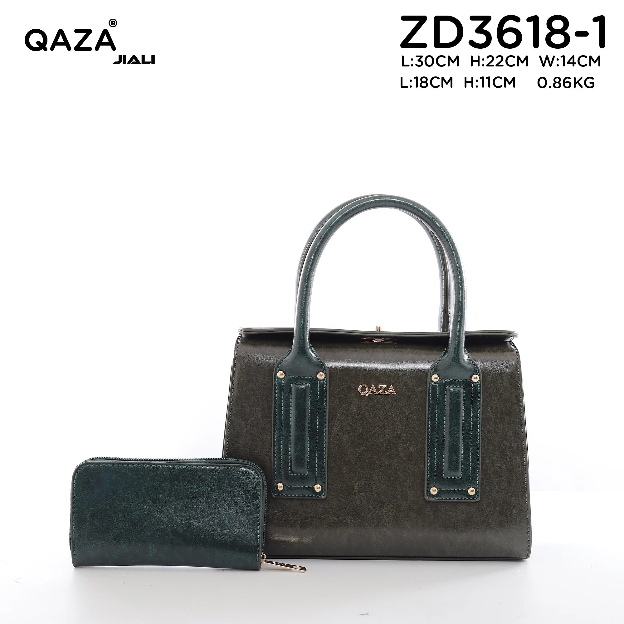 QAZA ZD3618-1 Women PU Leather Saffiano Tote Bag Set With Wallet