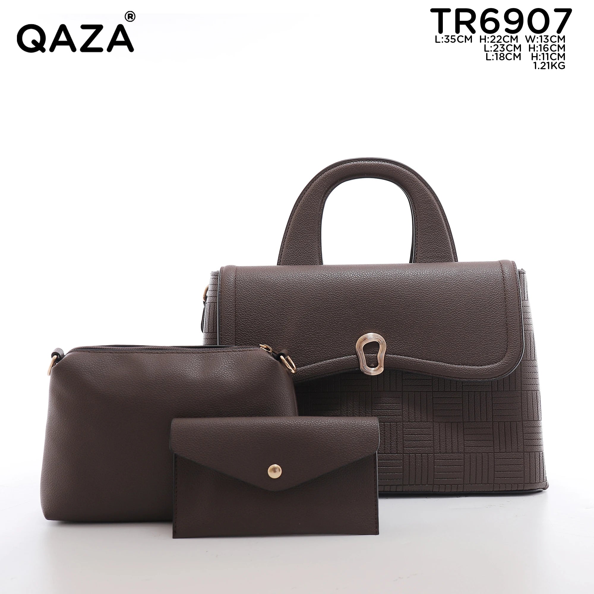 QAZA TR6907 Women PU Leather Crocodile Pattern Tote Bag Set
