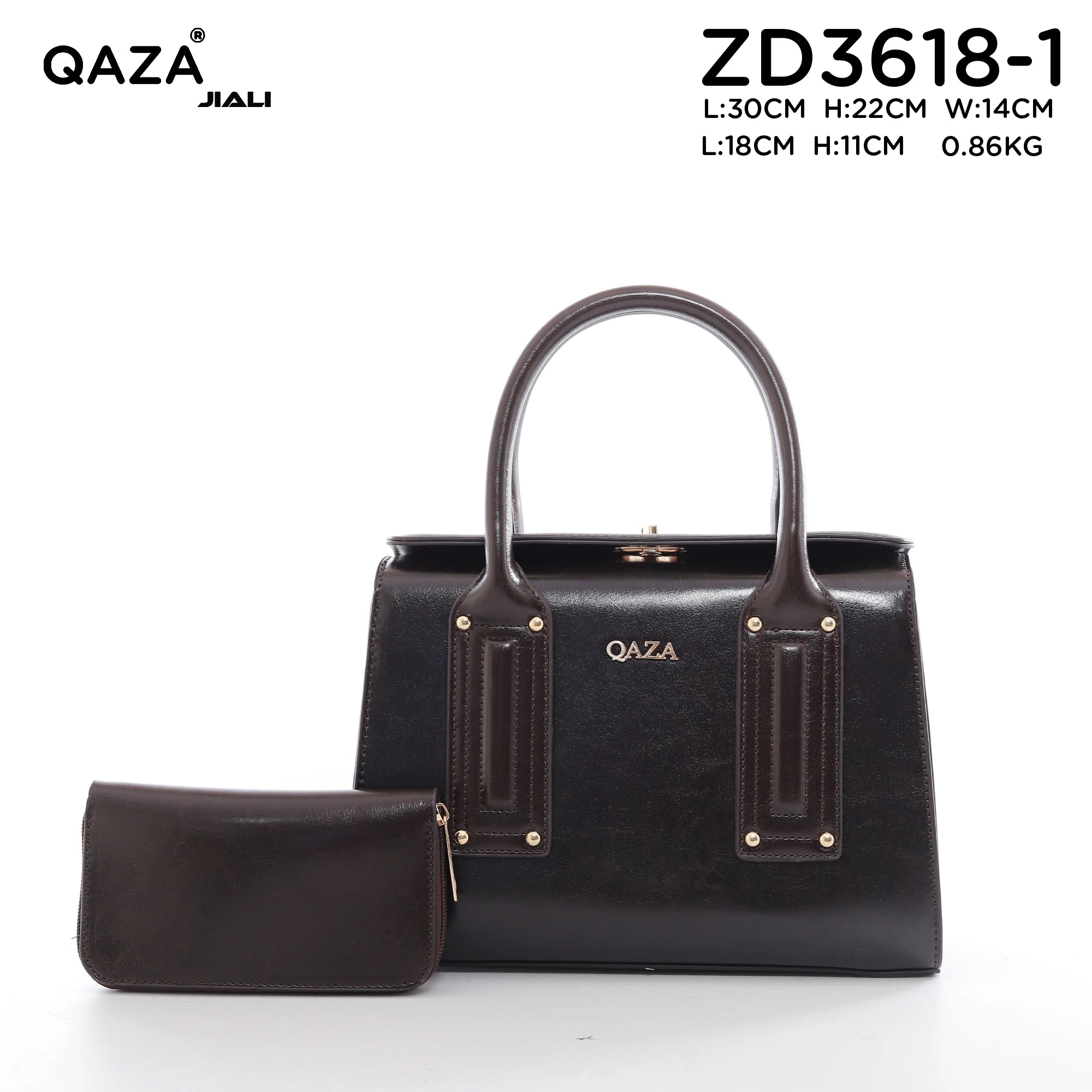 QAZA ZD3618-1 Women PU Leather Saffiano Tote Bag Set With Wallet
