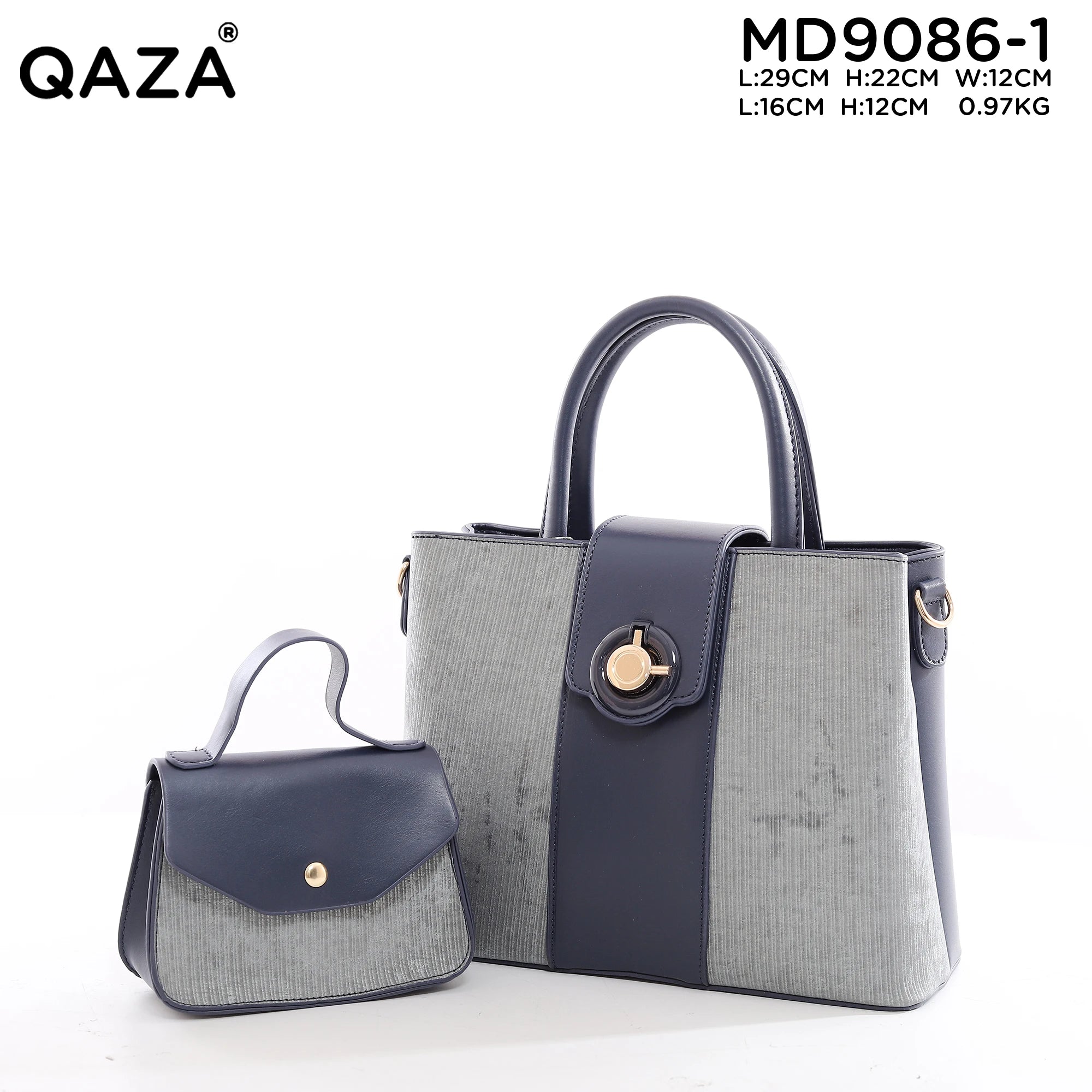 QAZA MD9086-1 Women PU Leather Striped Casual Tote Bag