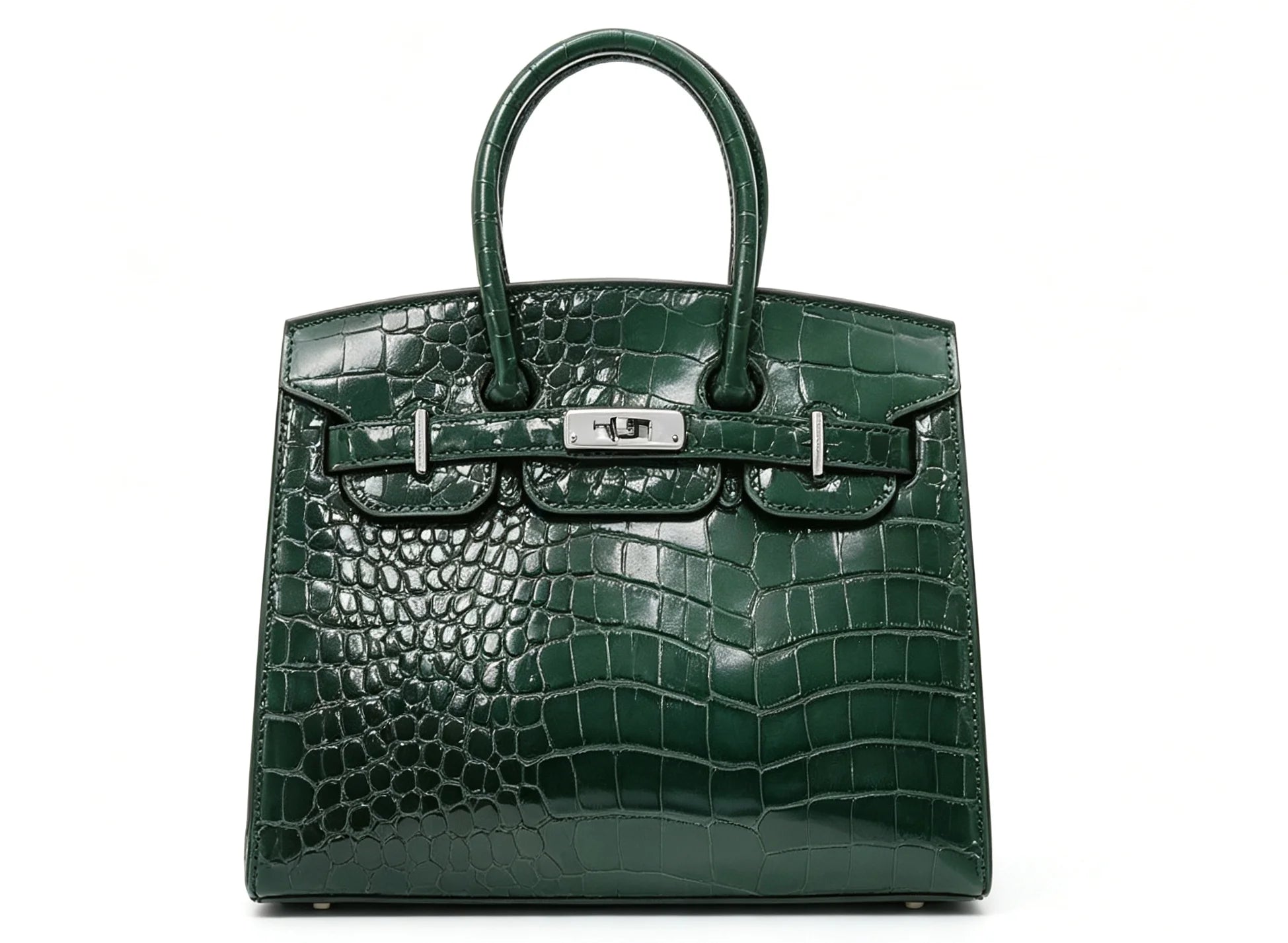 Women PU Leather Croc Embossed Top Handle Shoulder Bag WD3260