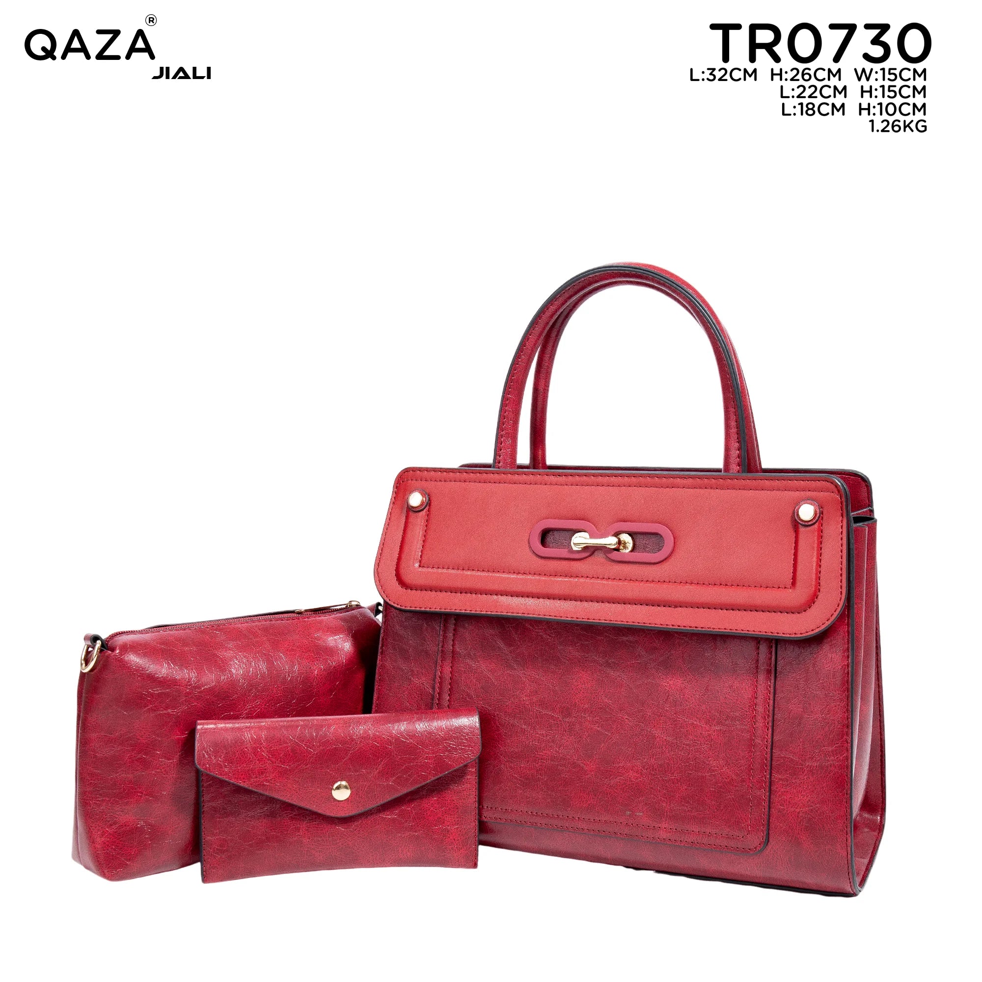 QAZA TR0730 Women PU Leather Crocodile Marble Pattern Tote Bag Set