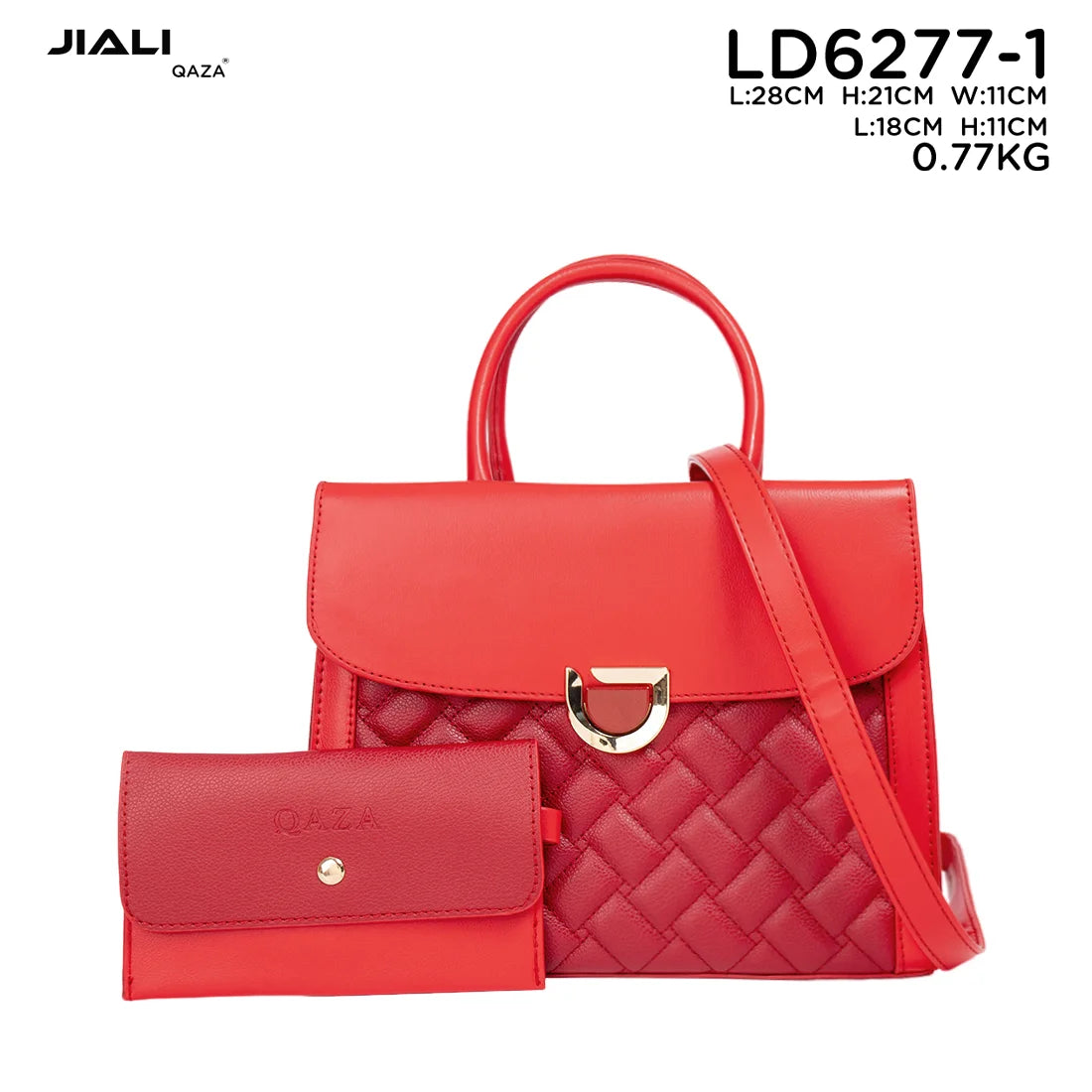 QAZA LD6277-1 Women PU Leather Geometric Crossbody Shoulder Handbag
