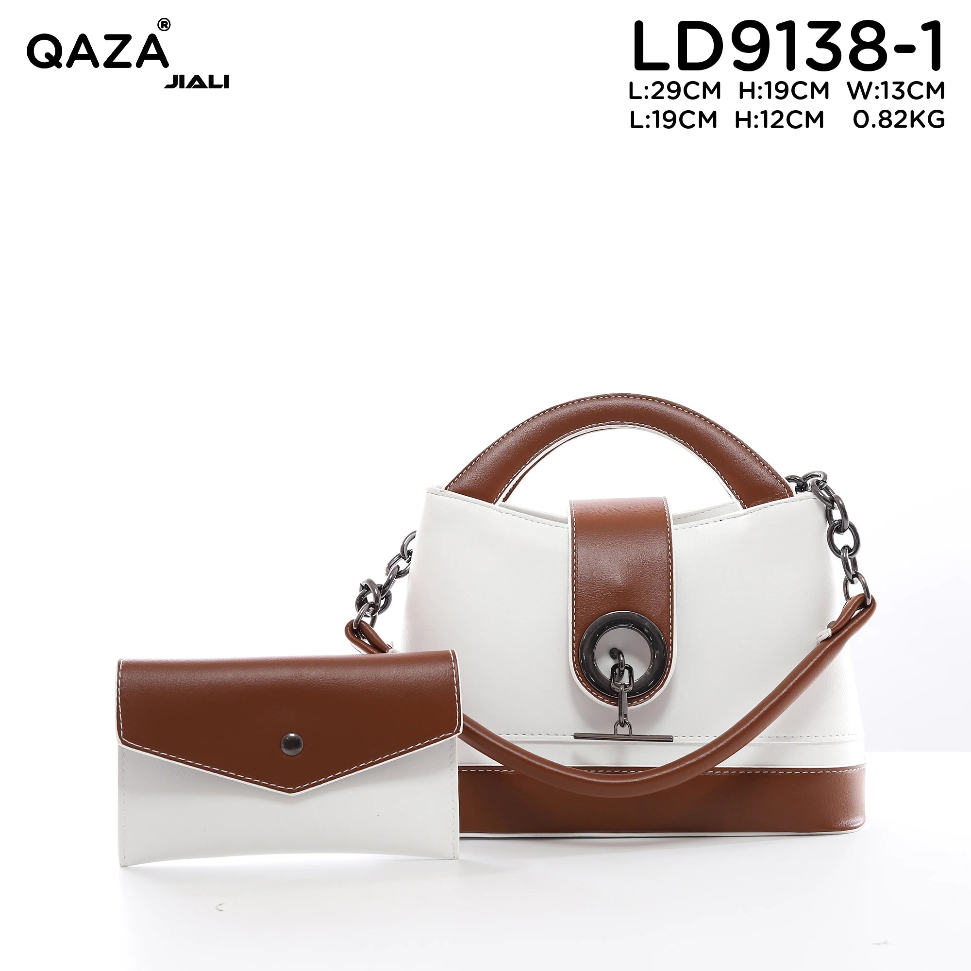 QAZA LD9138-1 Women PU Leather Striped Tote Handbag Set