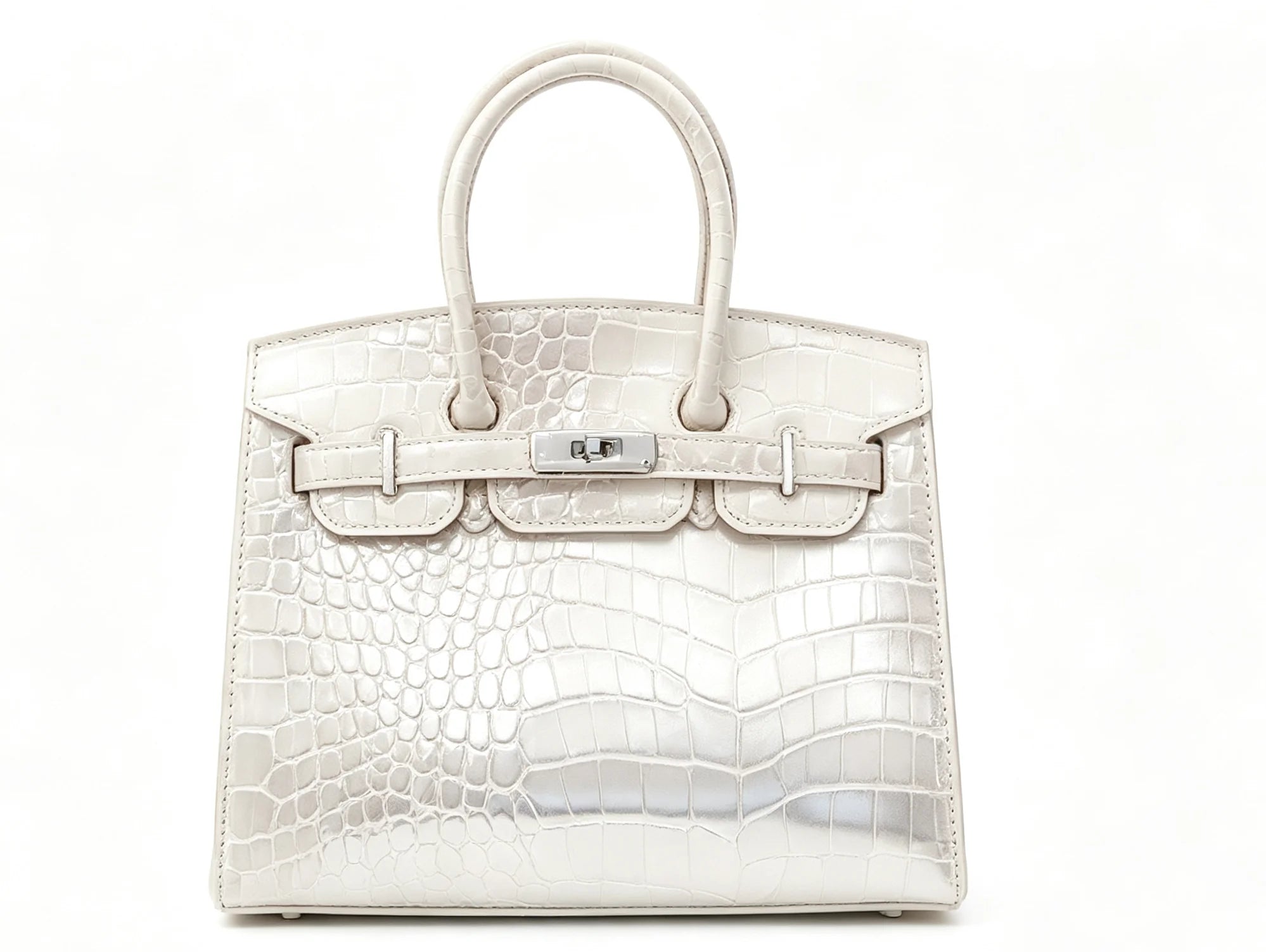 Women PU Leather Croc Embossed Top Handle Shoulder Bag WD3260