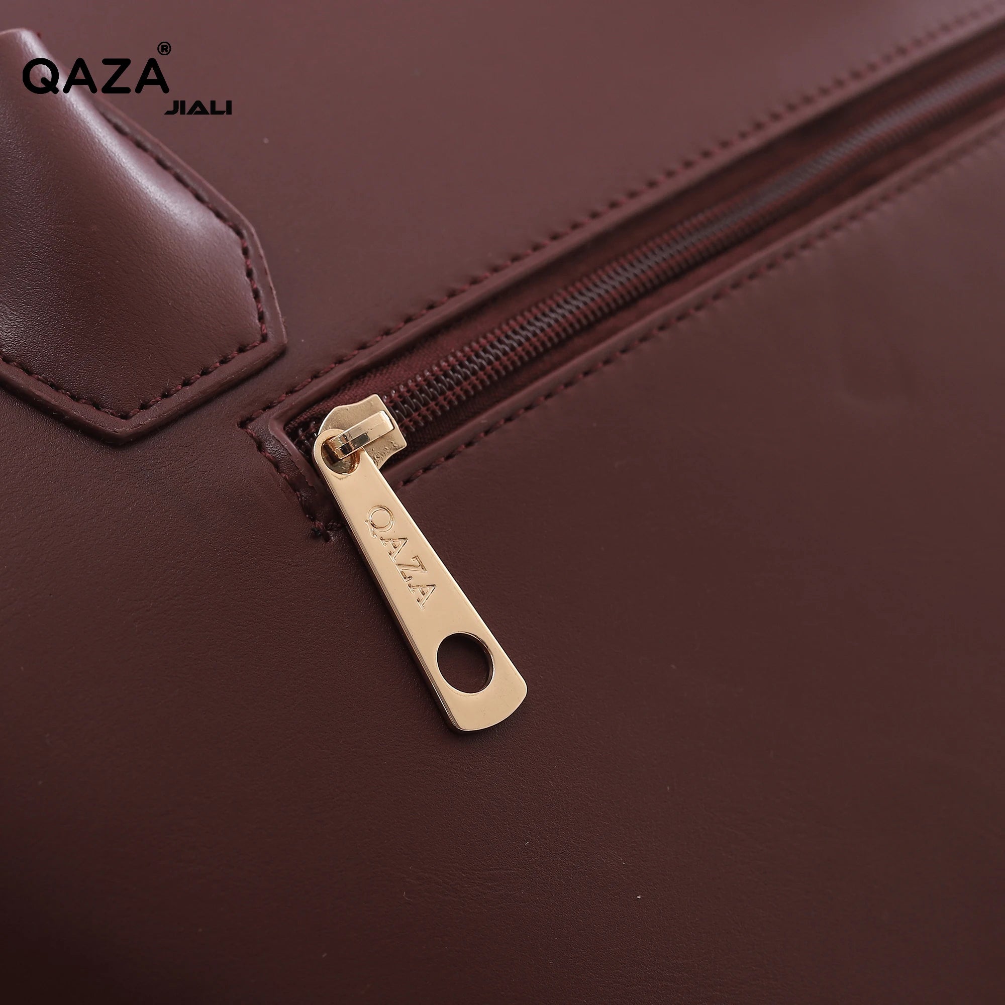 QAZA Women PU Leather Woven Texture 2-in-1 Tote Shoulder Handbag Set