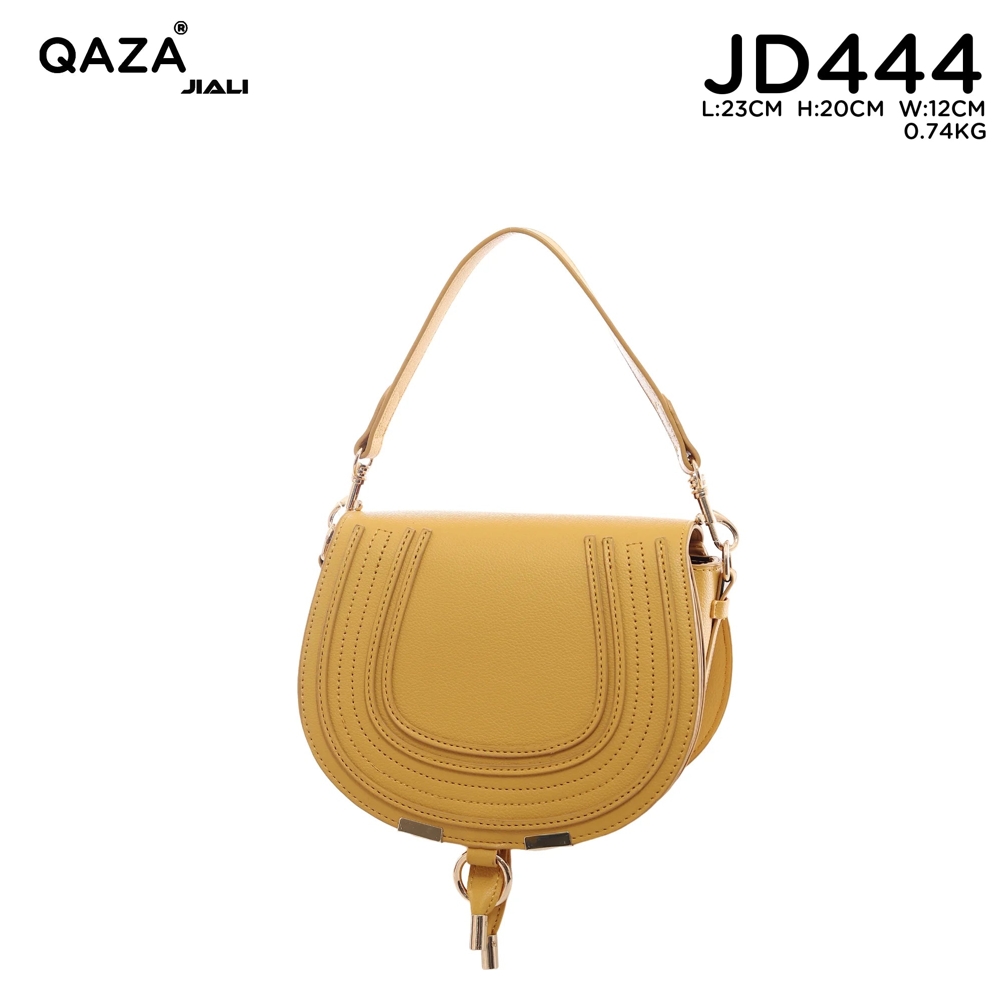 QAZA JD444 Women PU Leather Horseshoe Stitching Saddle Crossbody Bag