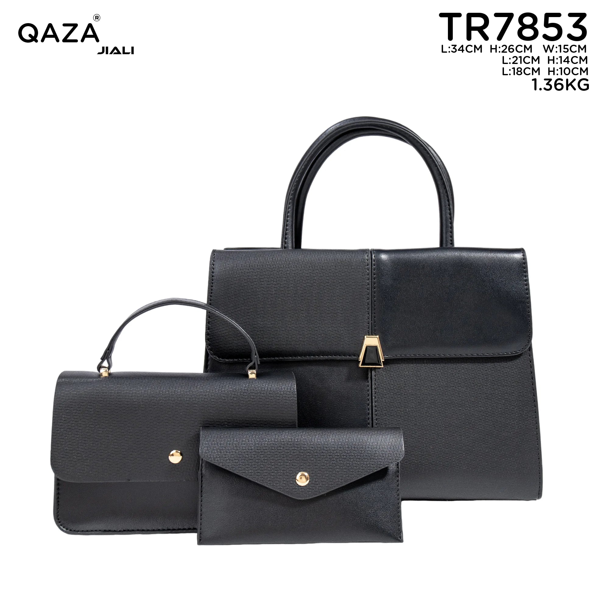 QAZA TR7853 Women PU Leather Crocodile Pattern Tote Bag Set