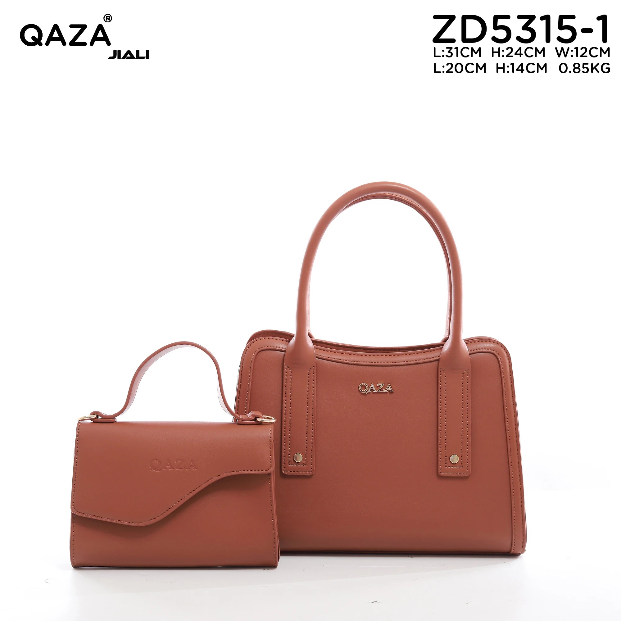QAZA Women PU Leather Large Capacity Multi-Compartment Shoulder Handbag