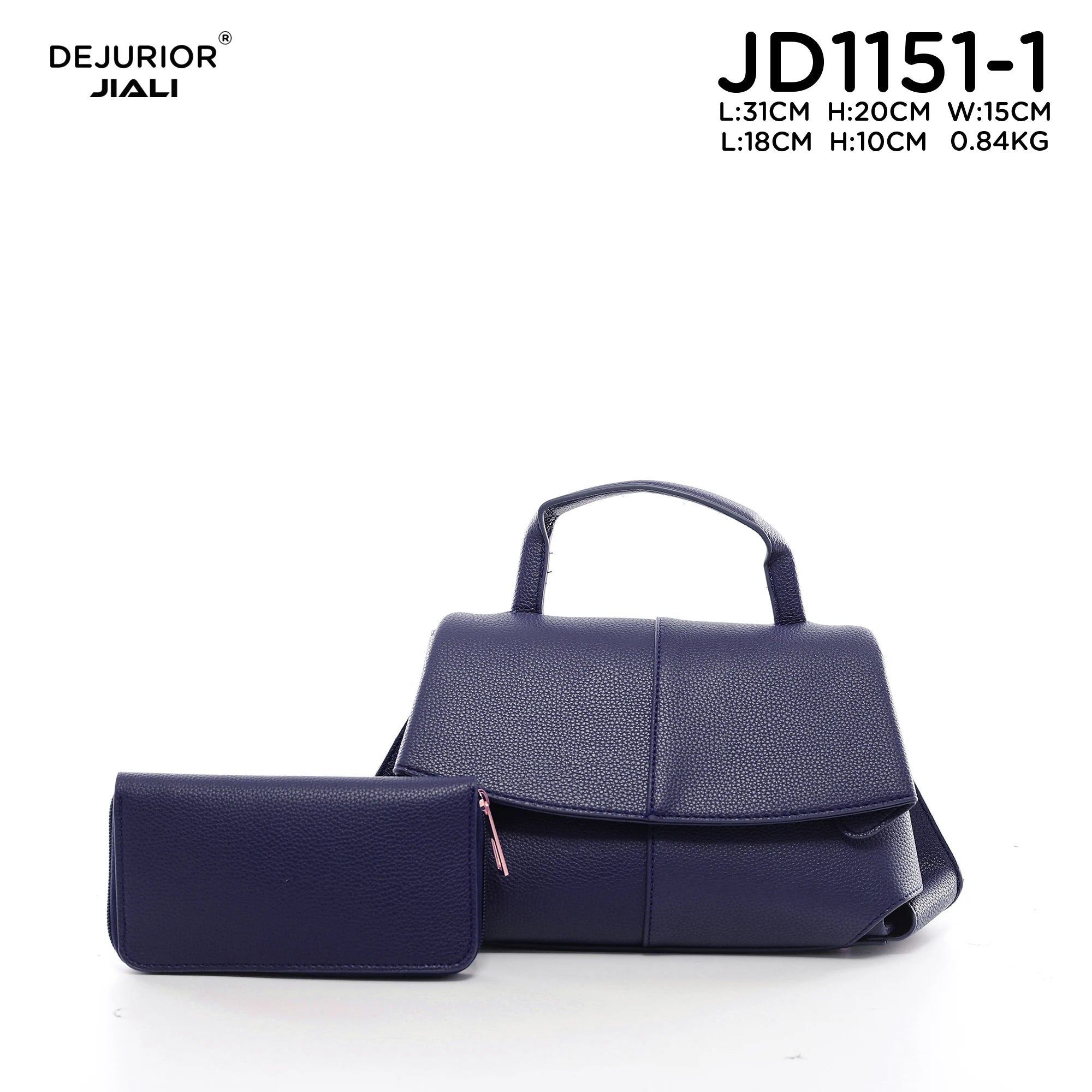 QAZA JD1151-1 Women PU Leather Color Block Tote Shoulder Bag Set