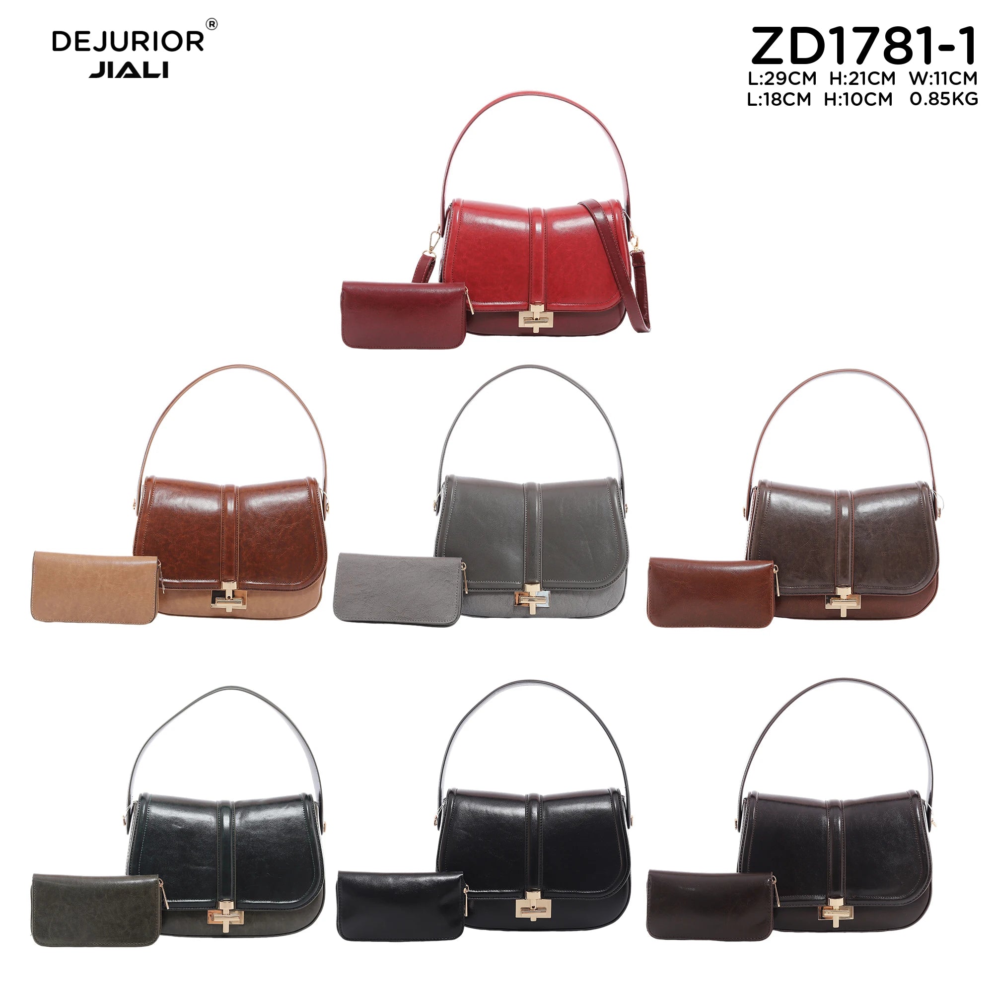 QAZA ZD1781-1 Women PU Leather Vintage 2-in-1 Shoulder Crossbody Bag