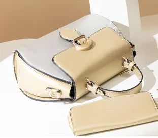 QAZA Women PU Leather 2-in-1 Lightweight Shoulder Messenger Handbag