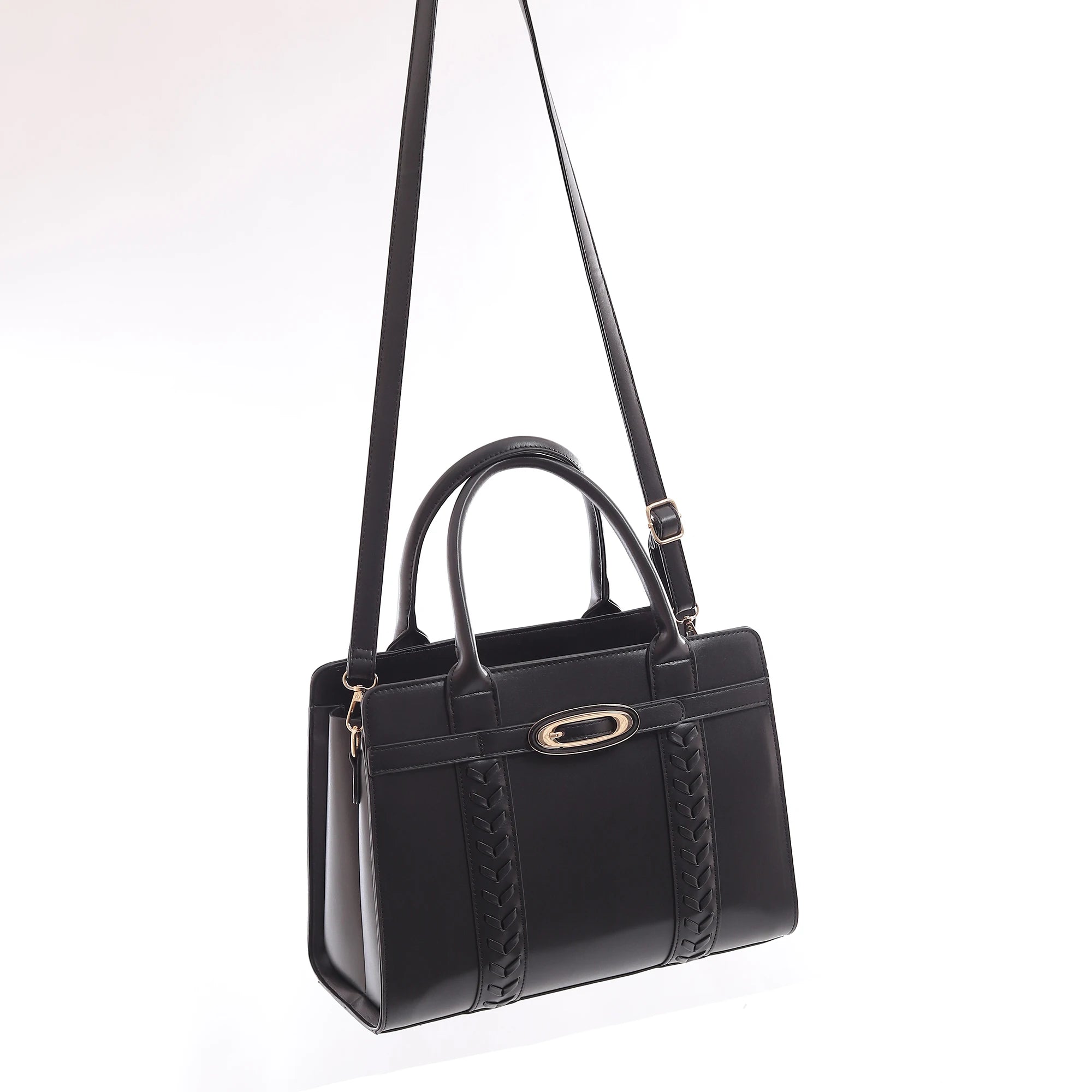 QAZA Women PU Leather 3-in-1 Large Capacity Tote Shoulder Handbag Set