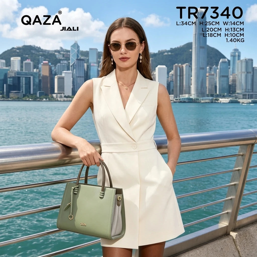 QAZA Women PU Leather 3-in-1 Tote Handbag Set