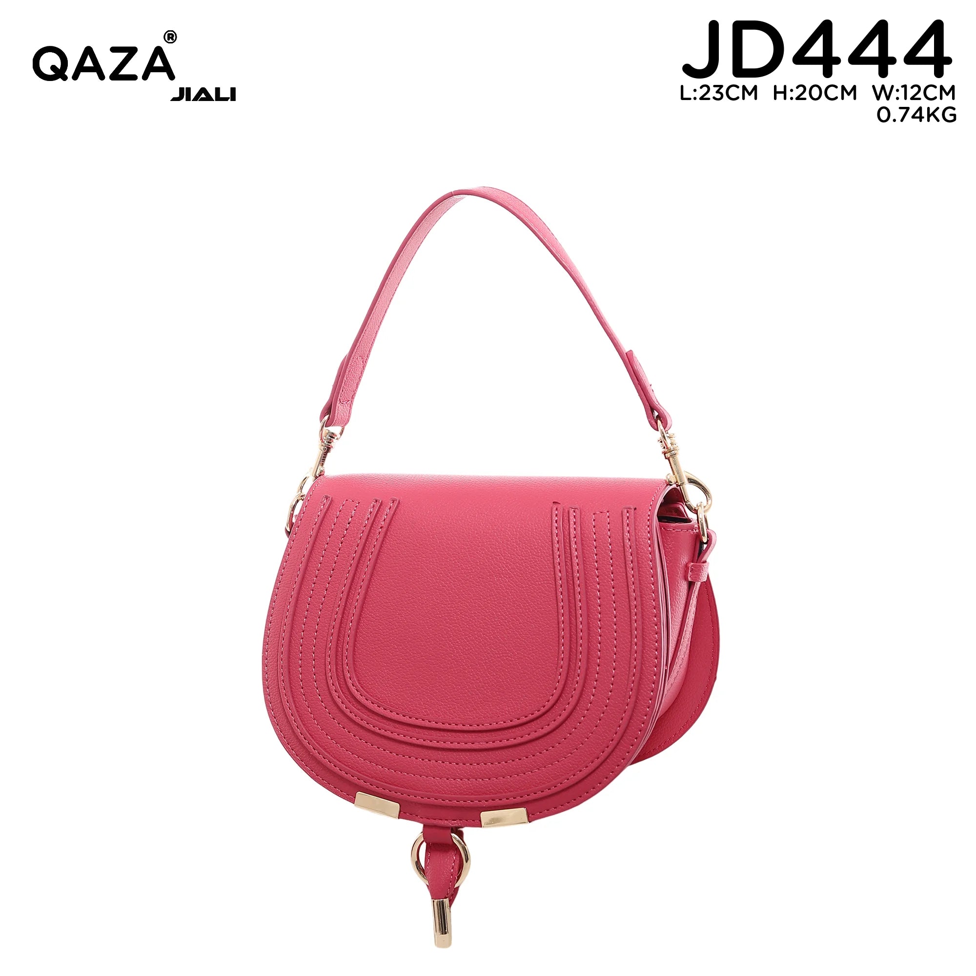 QAZA JD444 Women PU Leather Horseshoe Stitching Saddle Crossbody Bag