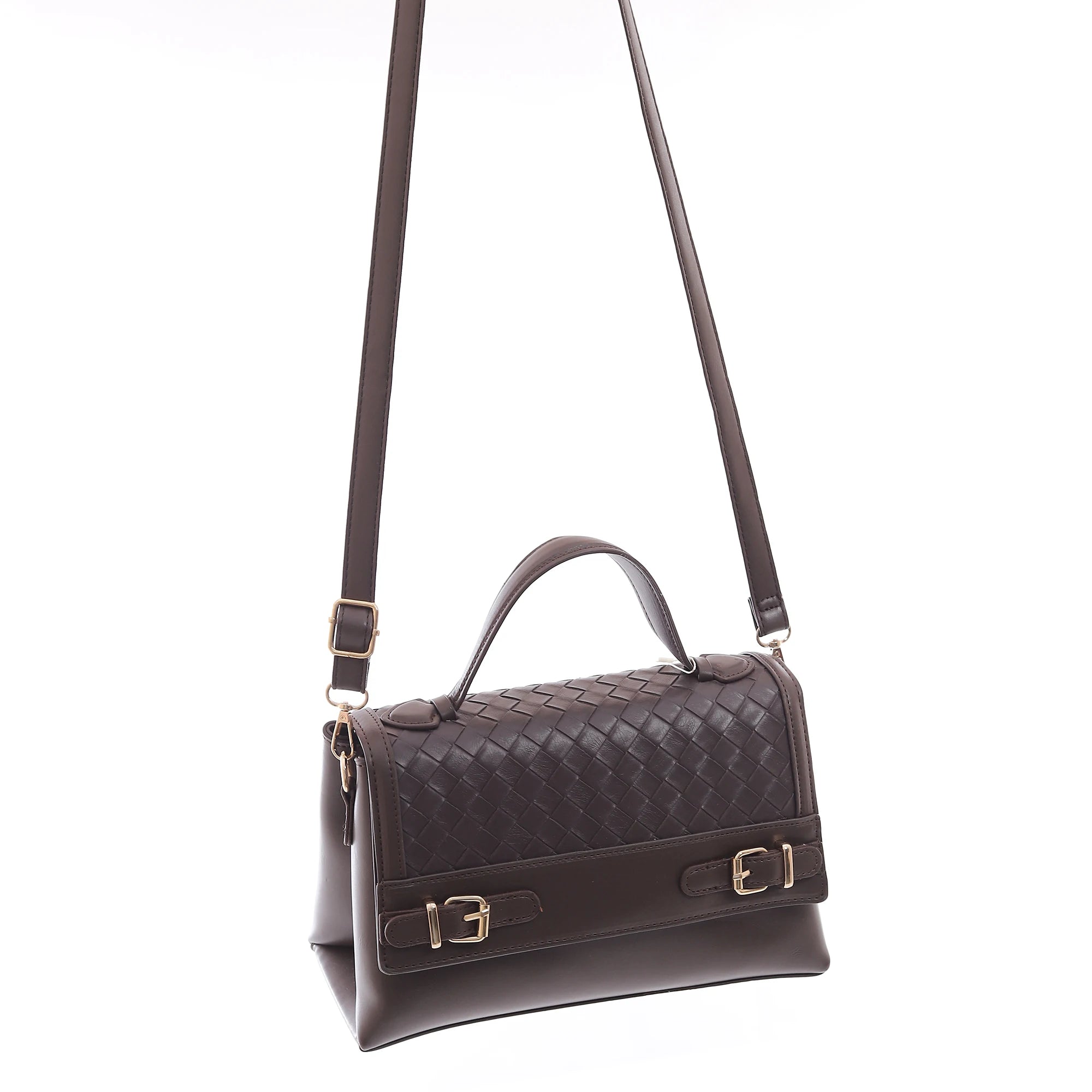 QAZA JD3728-1 Women PU Leather Weave Bow Tote Bag Set