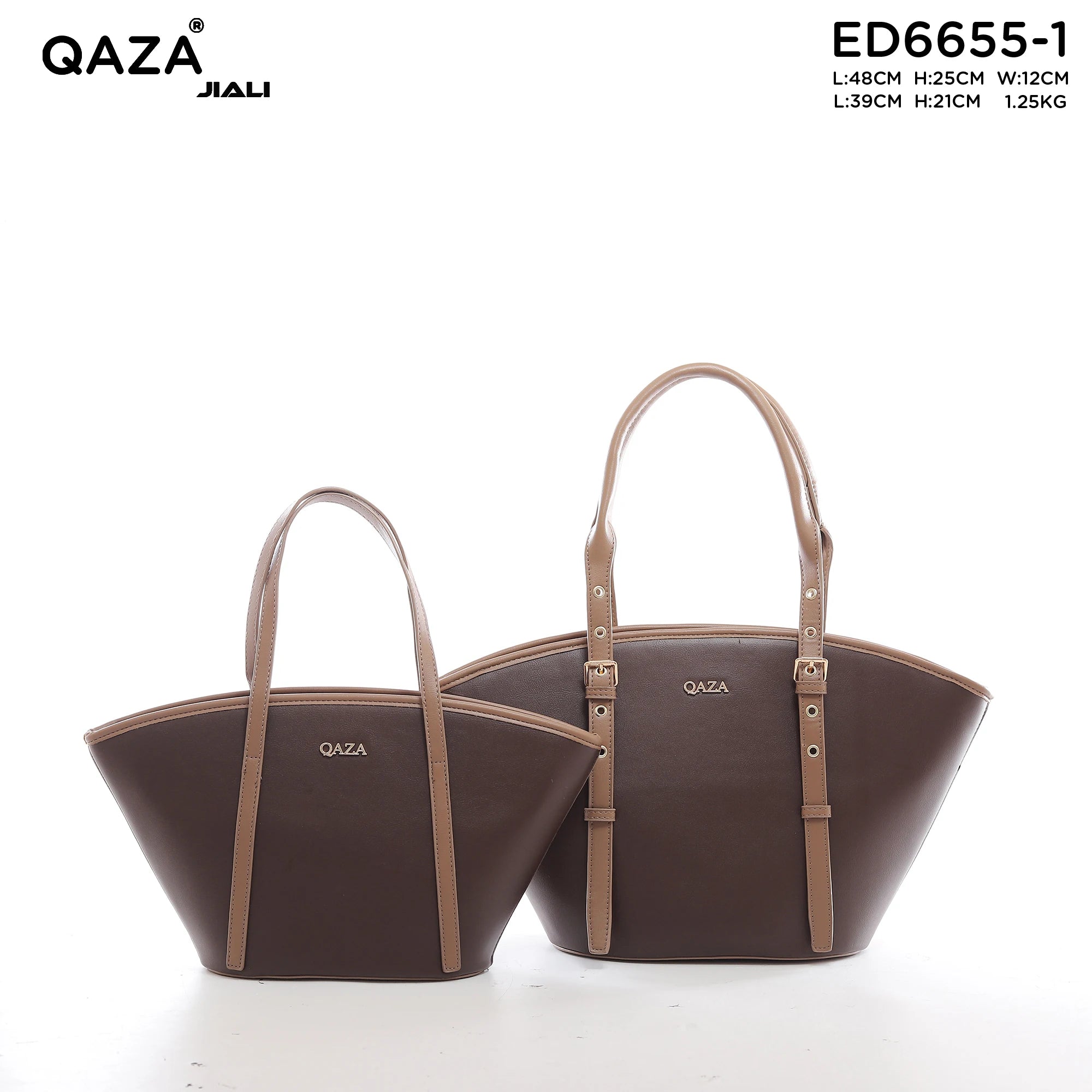 QAZA ED6655-1 Women PU Leather 2-in-1 Embroidery Tote Shoulder Handbag