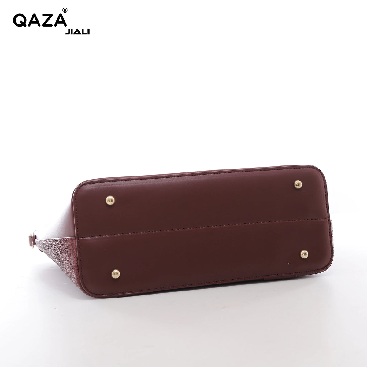 QAZA Women PU Leather Woven Texture 2-in-1 Tote Shoulder Handbag Set