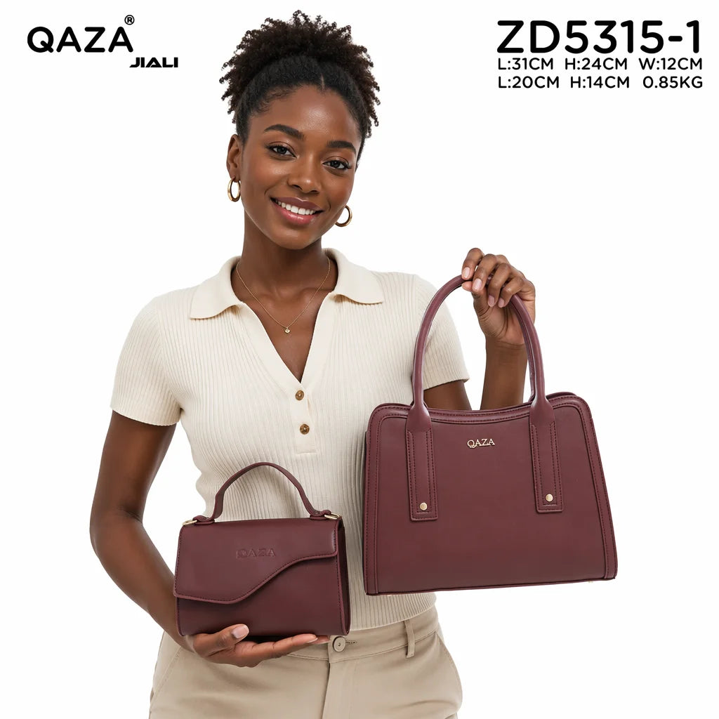 QAZA Women PU Leather Large Capacity Multi-Compartment Shoulder Handbag