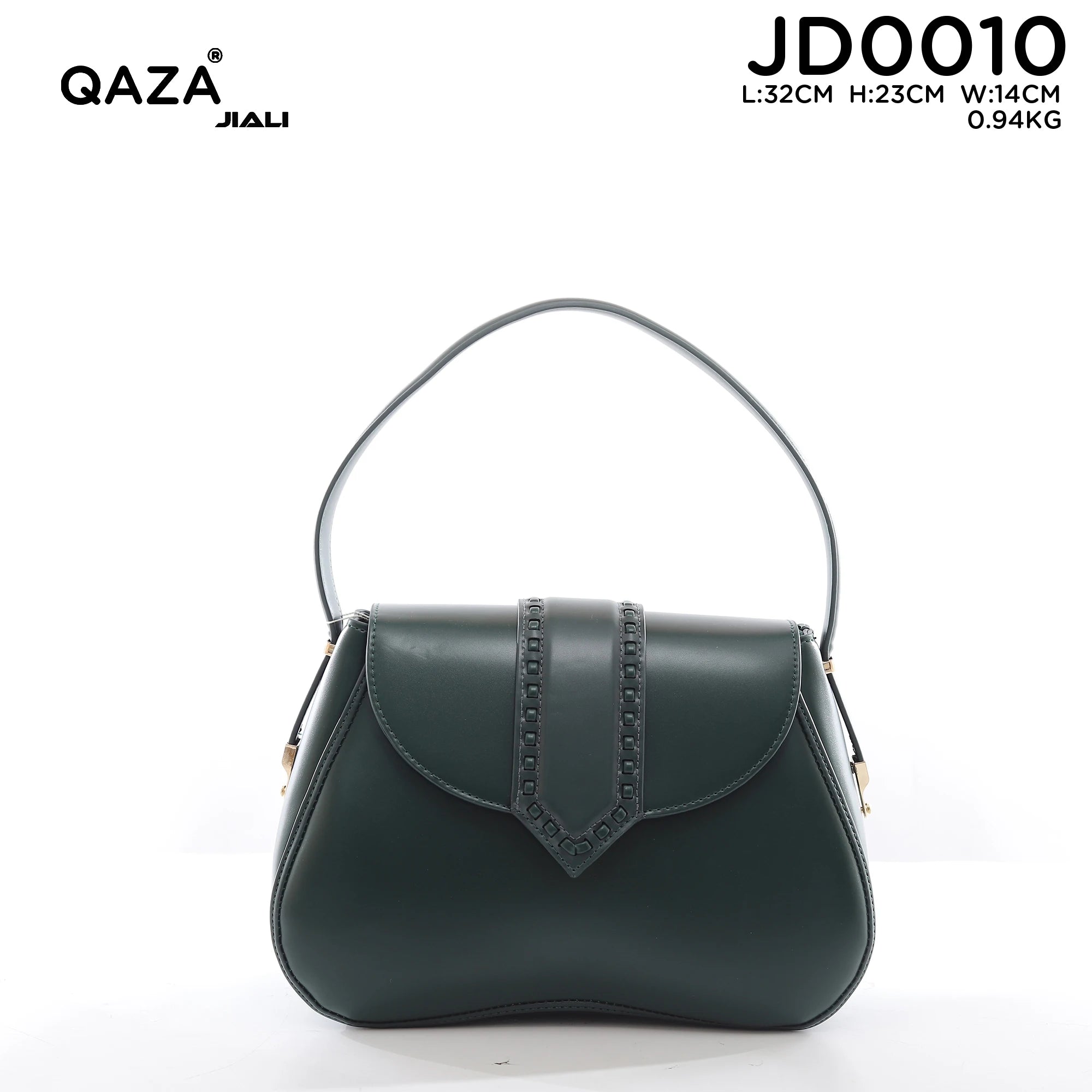 QAZA Women PU Leather Retro Rivet Flap Underarm Shoulder Handbag