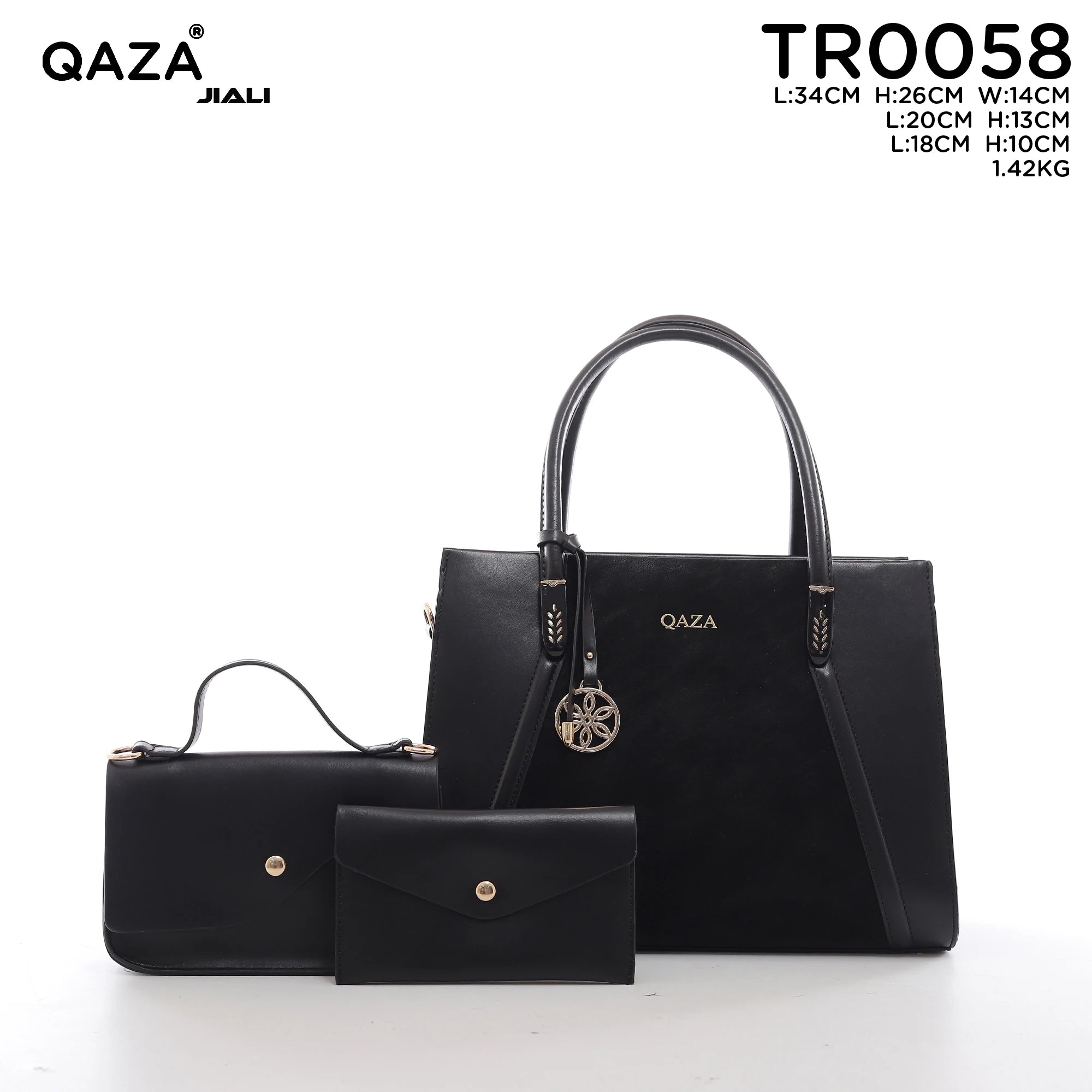 QAZA Women PU Leather Multi-Color Tote Crossbody Purse Wallet Set
