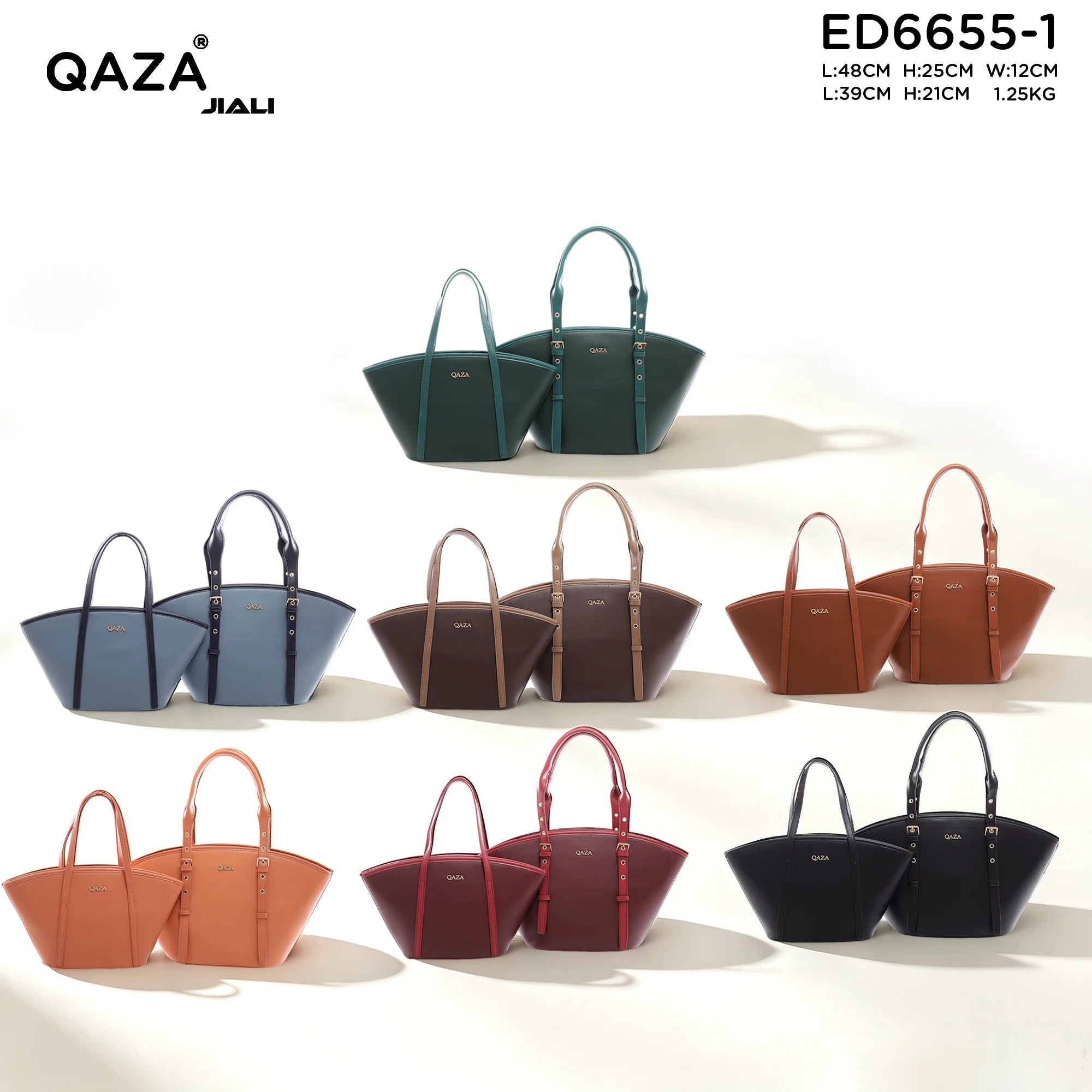 QAZA ED6655-1 Women PU Leather 2-in-1 Embroidery Tote Shoulder Handbag