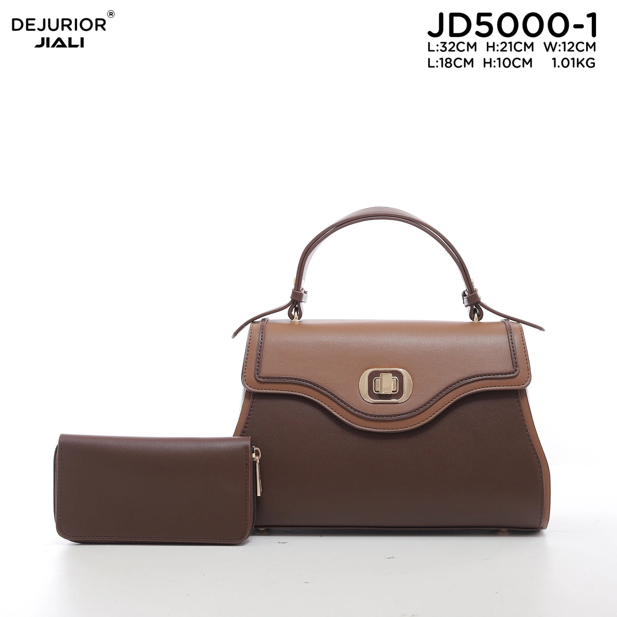 Women PU Leather 2-in-1 Large Capacity Contrast Color Tote Shoulder Handbag Set
