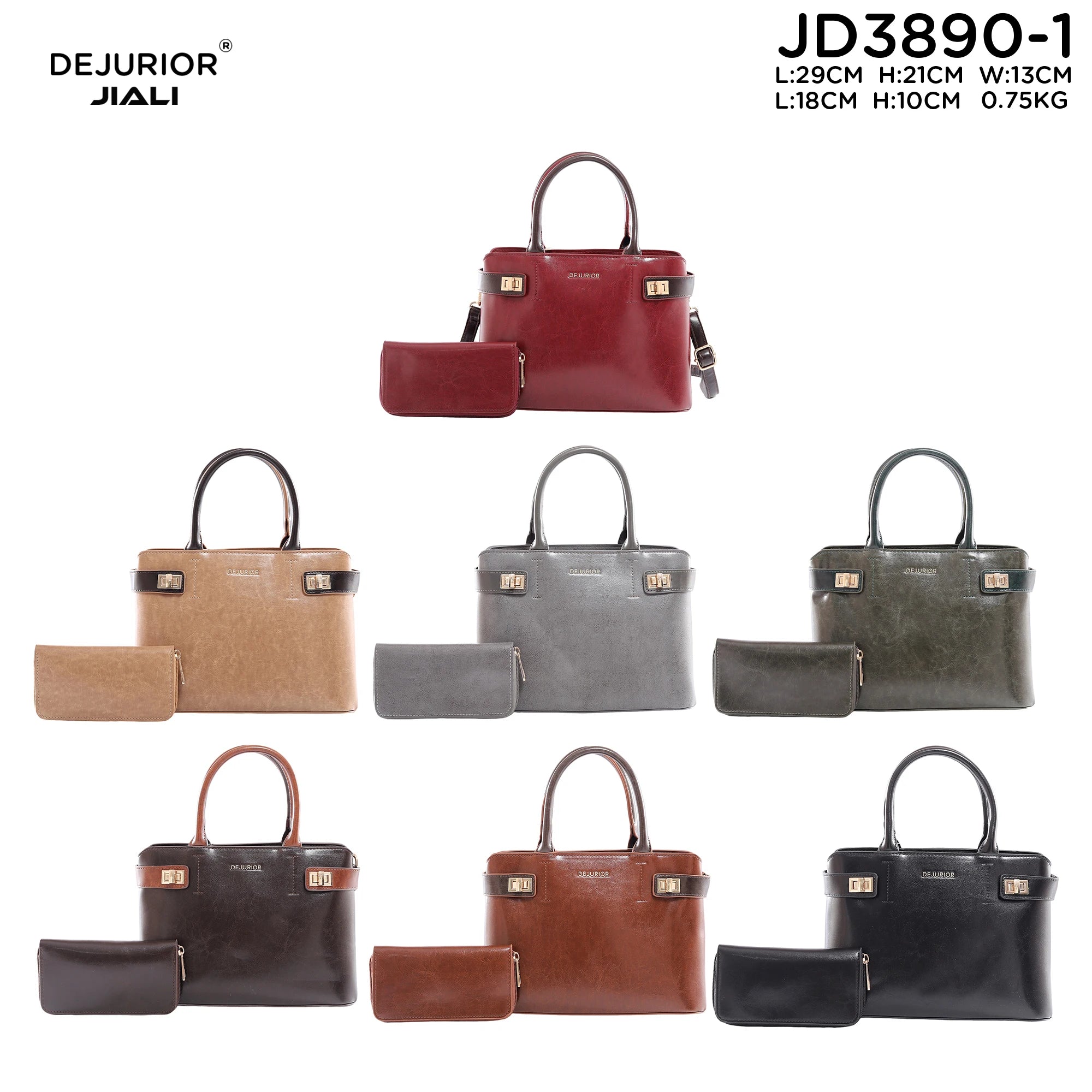 DEJURIOR JD3890-1 女士PU皮革锁扣单肩包 防水医生包 复古花纹