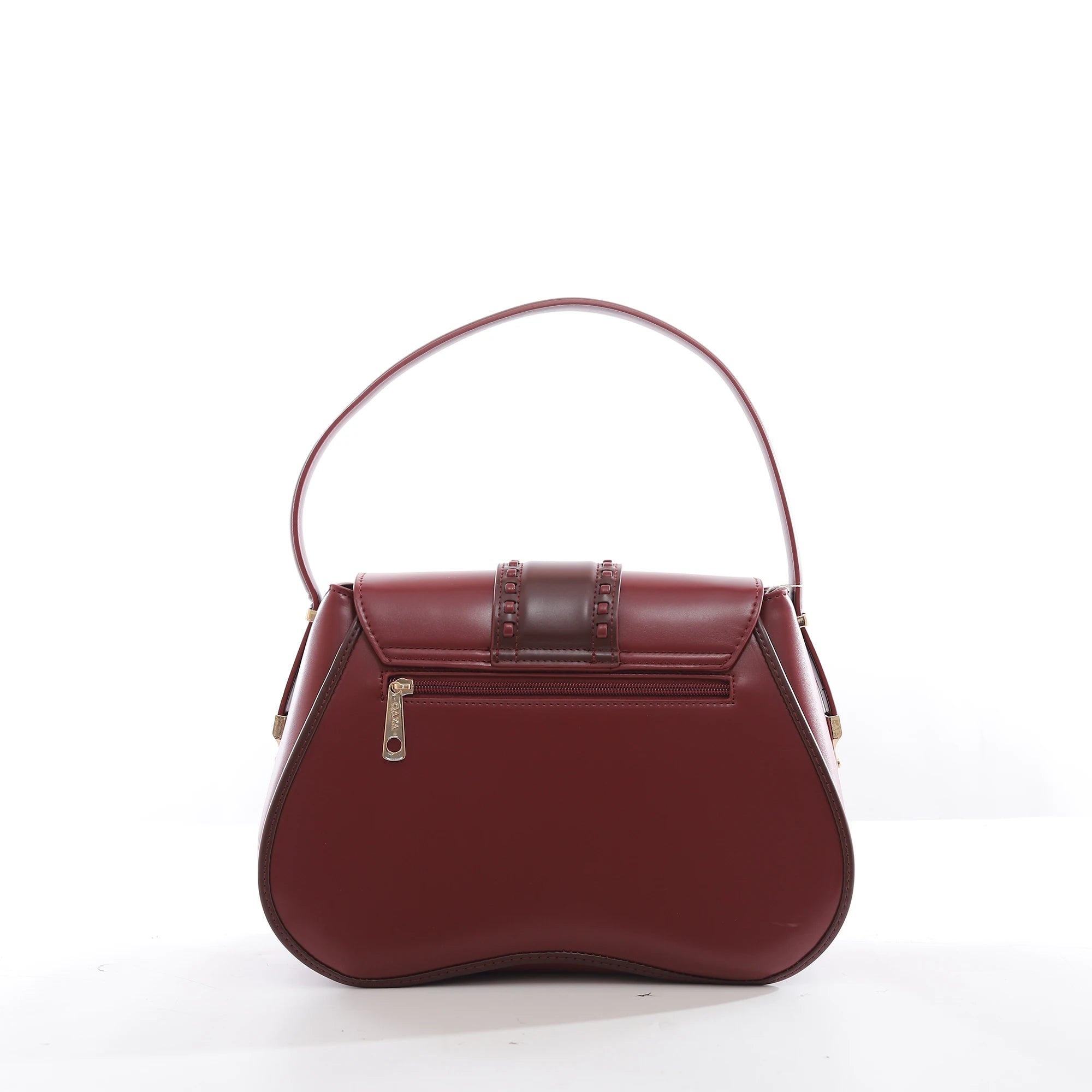 QAZA Women PU Leather Retro Rivet Flap Underarm Shoulder Handbag
